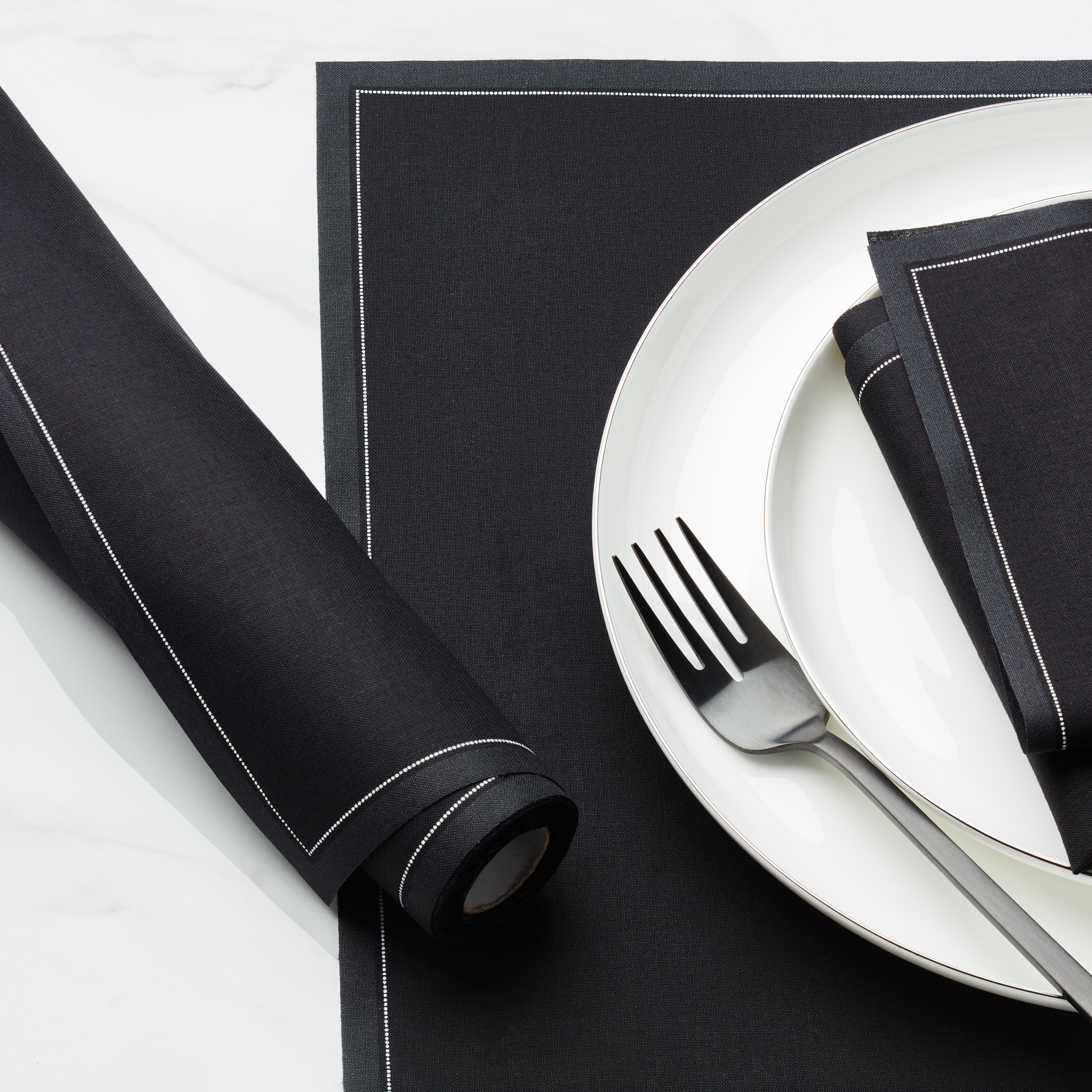 Black Cotton Placemats 19″ x 12.5″ -  12 Units per Roll, 10 rolls per Case - Full Case