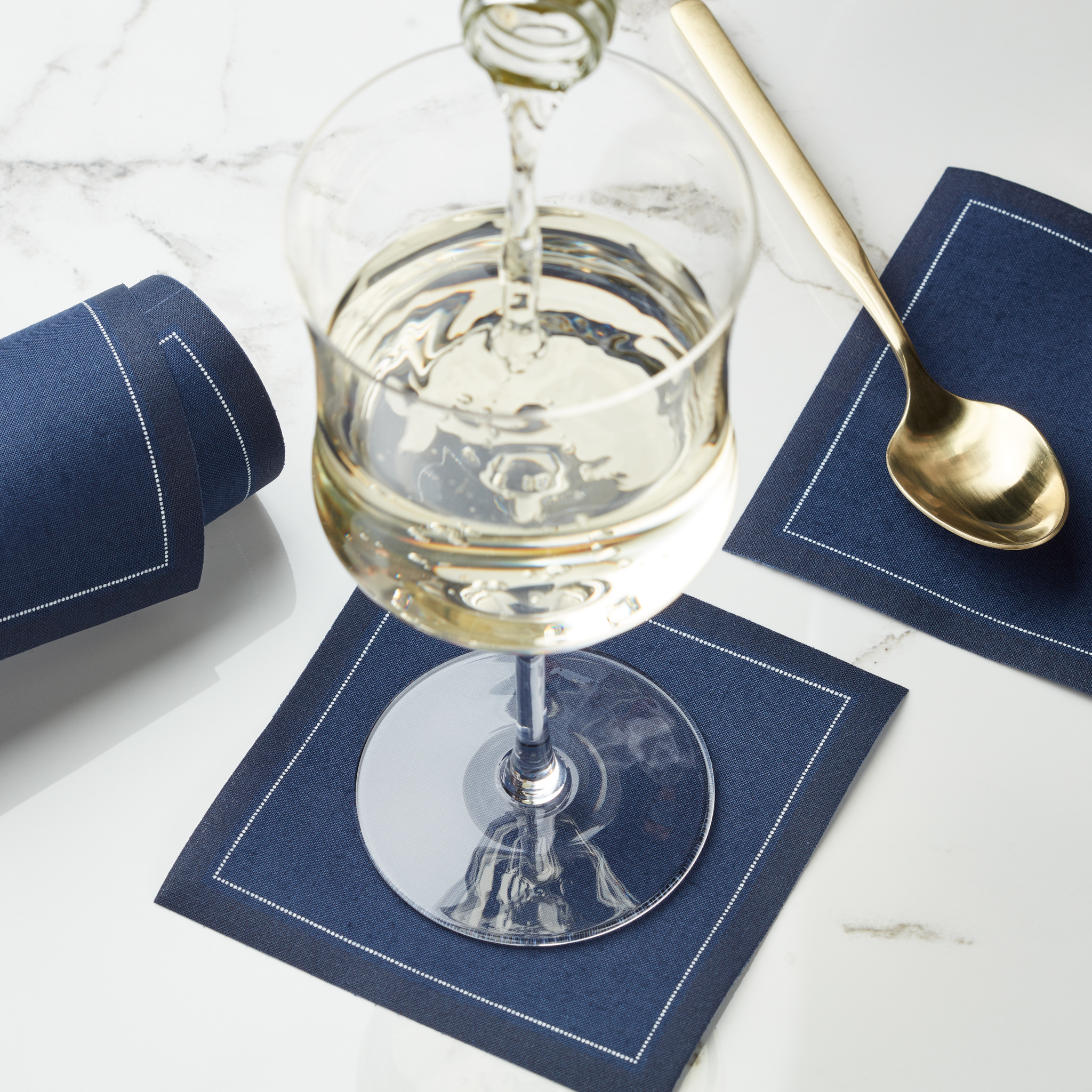 Petrol Blue Cotton Cocktail Napkins 4.5" x 4.5" / 11cm x 11cm -  50 Units per Roll, 10 rolls per Cas
