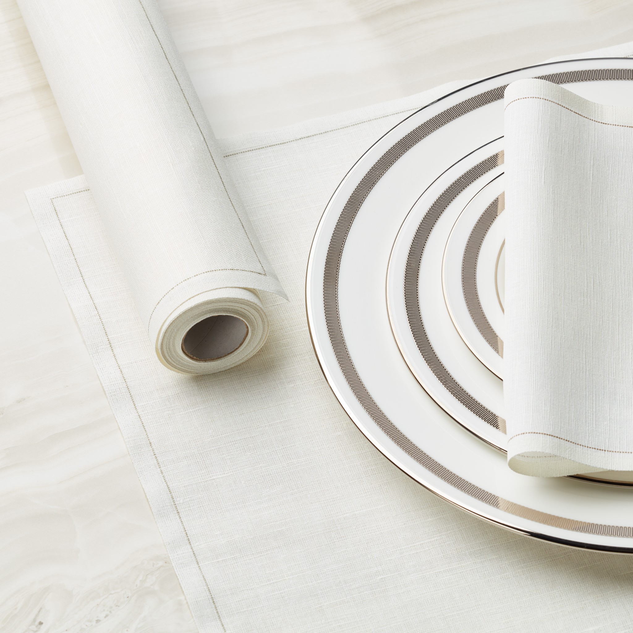 Cream Linen Placemats 19″ x 12.5″ -  12 Units per Roll, 10 rolls per Case - Full Case