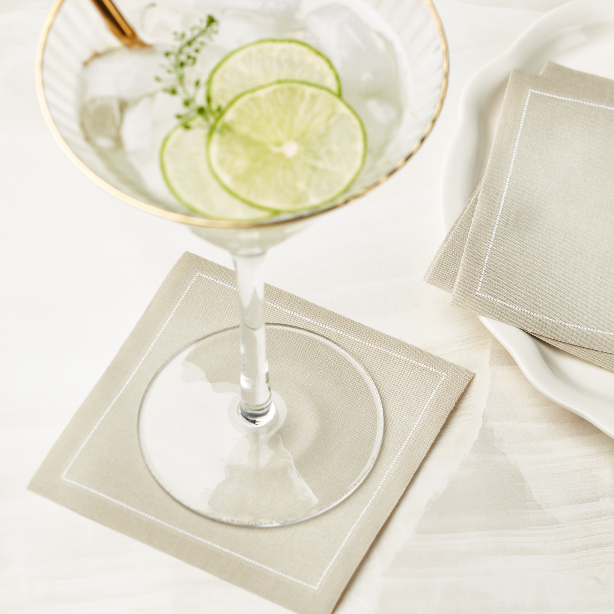 Sand Cotton Cocktail Napkins 4.5" x 4.5" / 11cm x 11cm -  50 Units per Roll, 10 rolls per Case - Ful