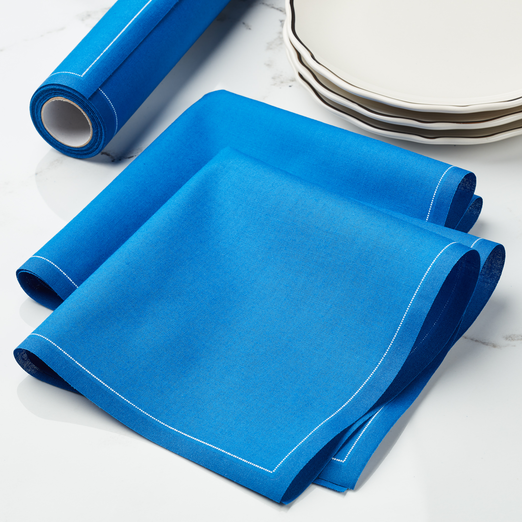 Royal Blue Cotton Dinner Napkins 12" x 12" - 12 Units per Roll, 10 rolls per Case - Full Case