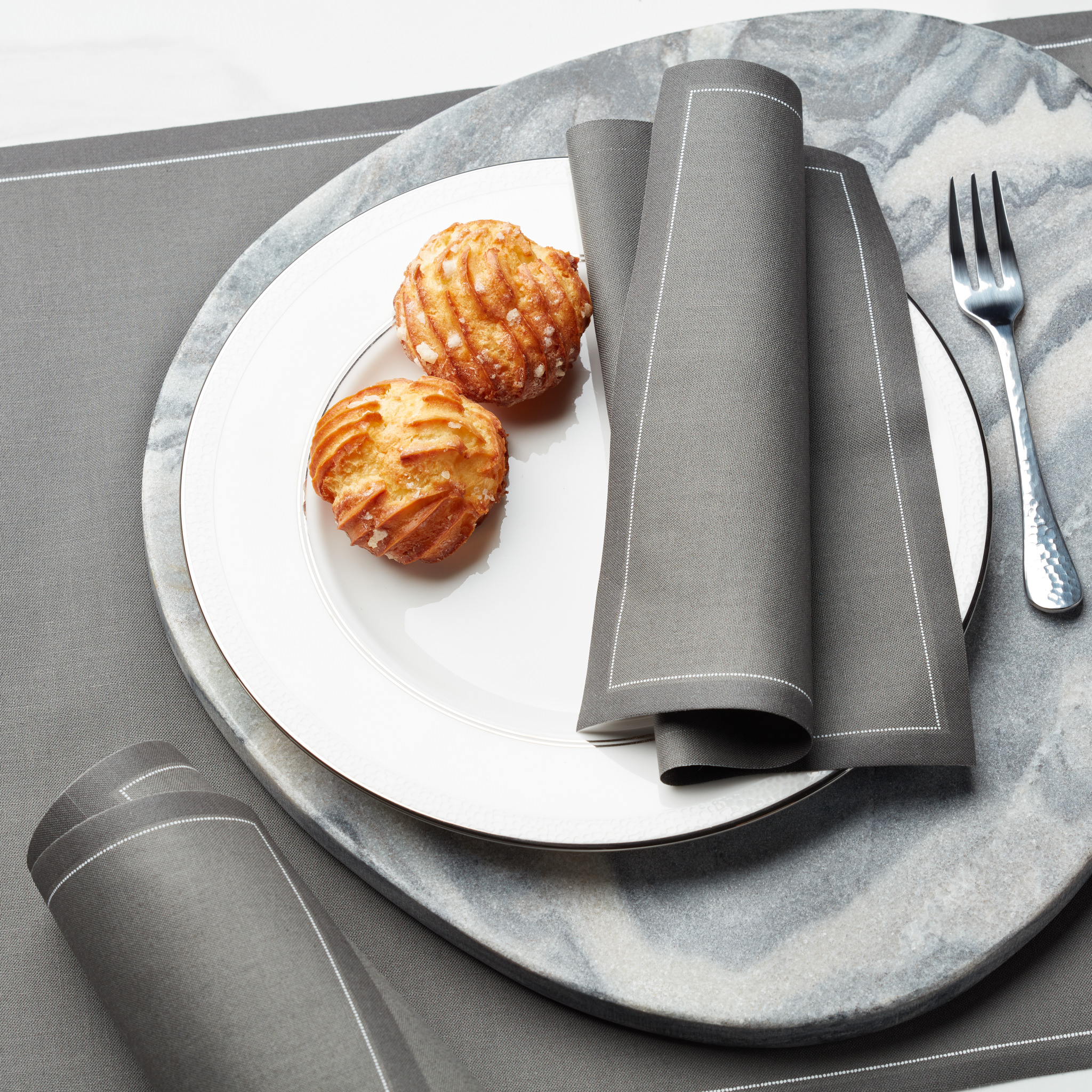 Anthracite Grey Cotton Luncheon Napkins 8" x 8"- 25 Units per Roll, 10 rolls per Case - Full Case