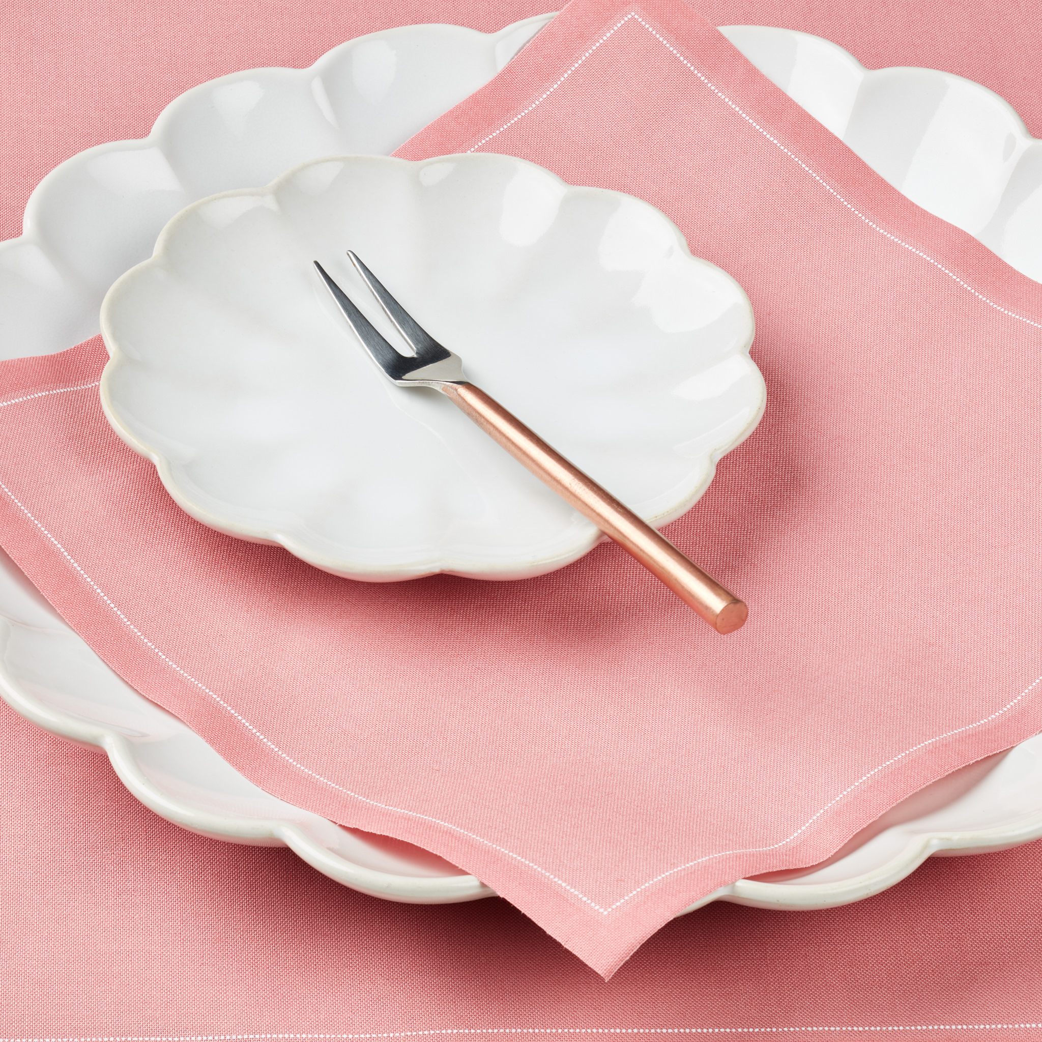 Dusty Pink Cotton Luncheon Napkins 8" x 8"-  25 Units per Roll, 10 rolls per Case - Full Case