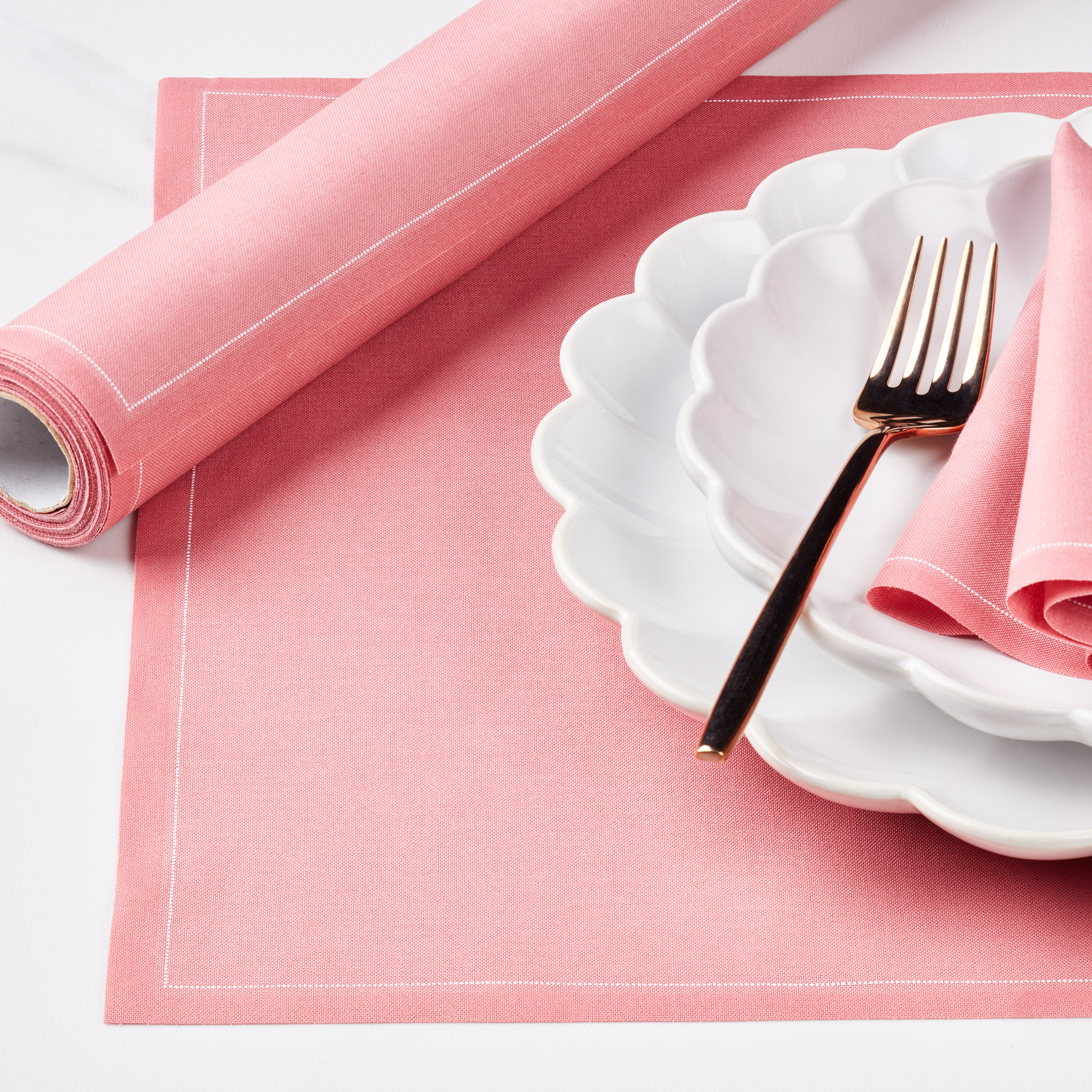 Dusty Pink Cotton Placemats 19″ x 12.5″ -  12 Units per Roll, 10 rolls per Case - Full Case
