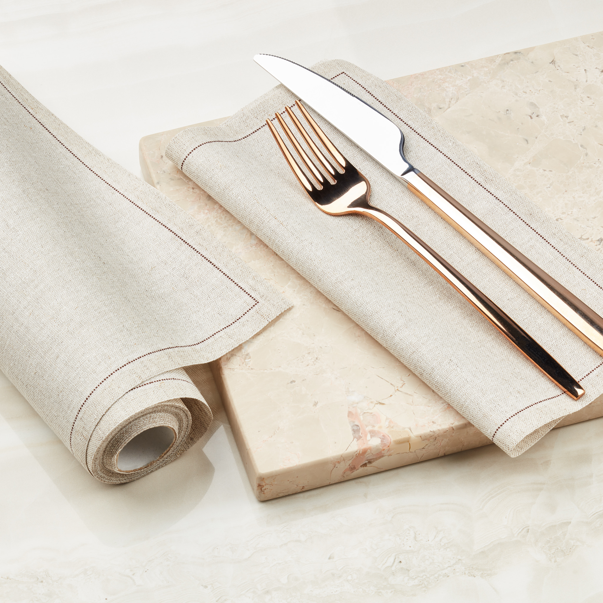 Natural Linen Luncheon Napkins 8" x 8" -  20 Units per Roll, 10 rolls per Case -  Full Case