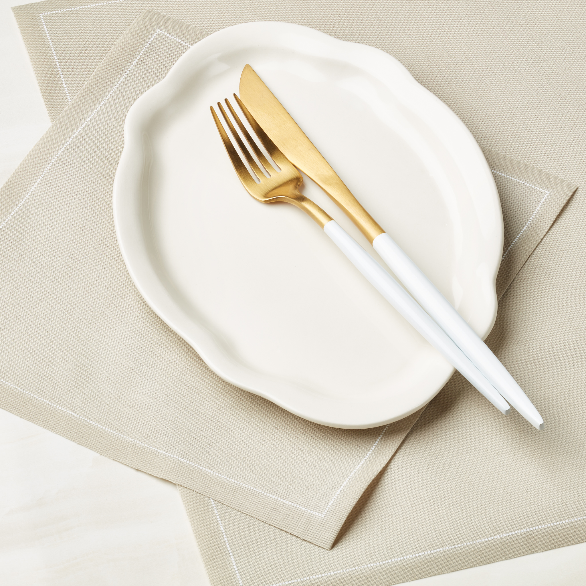 Sand Cotton Luncheon Napkins 8" x 8"- 25 Units per Roll, 10 rolls per Case - Full Case