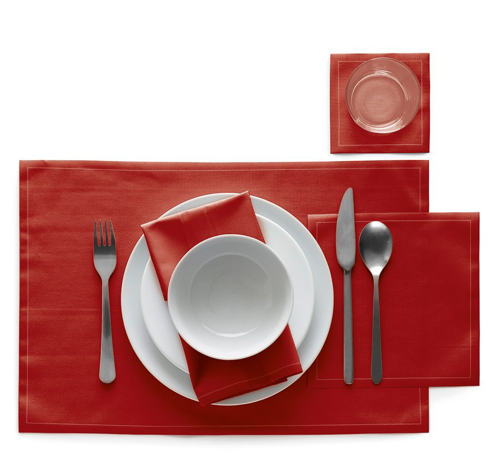 Lipstick Red Cotton Cocktail Napkins 4.5" x 4.5" / 11cm x 11cm -  50 Units per Roll, 10 rolls per Ca 2