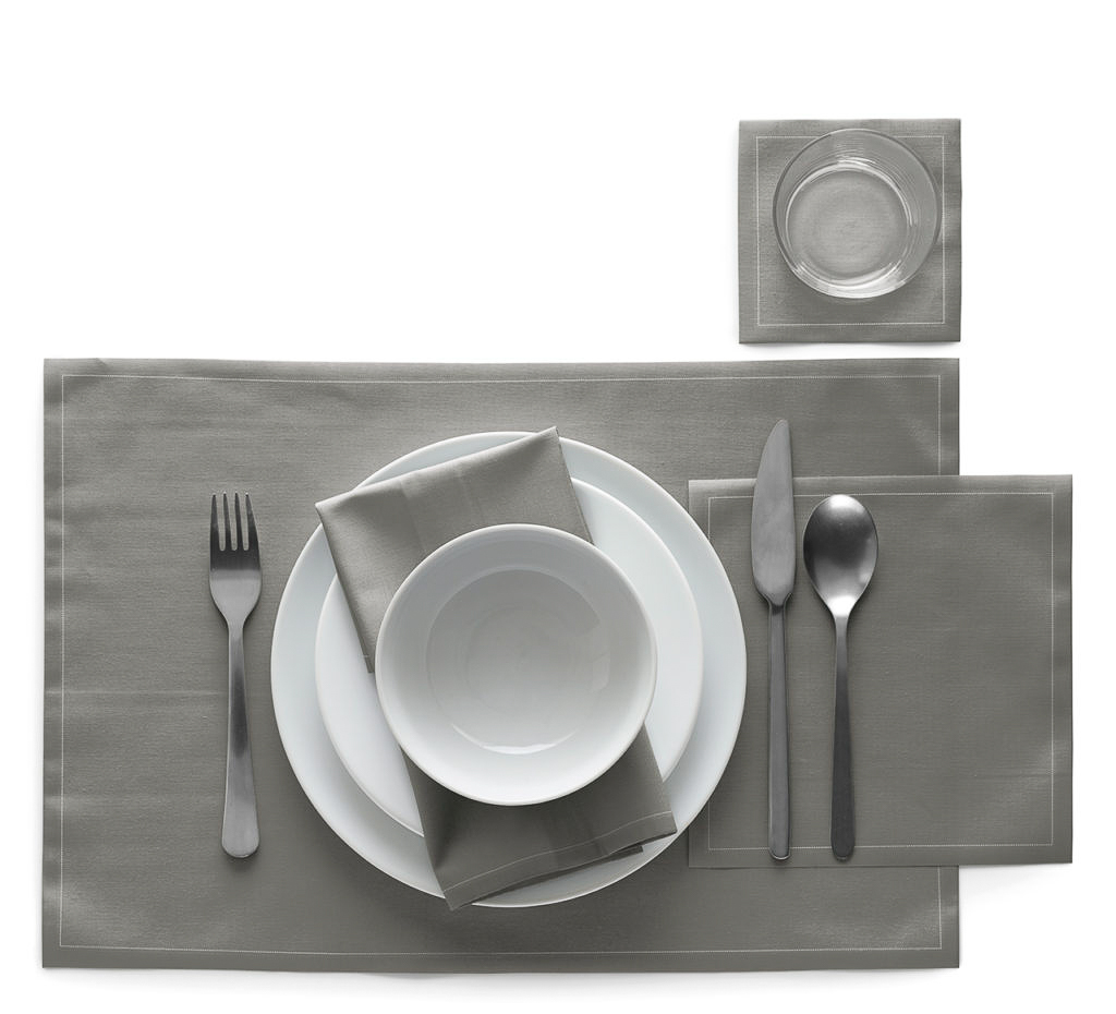 Grey Cotton Cocktail Napkins 4.5" x 4.5"  -  50 Units per Roll, 10 rolls per Case - Full Case 3