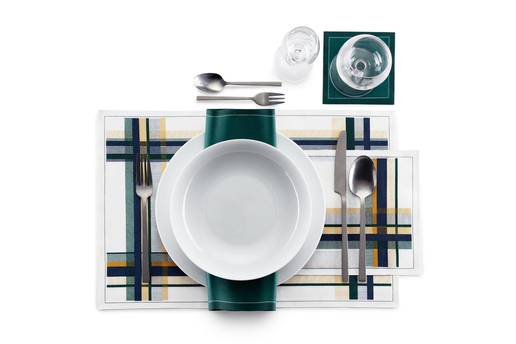 English Green Cotton Cocktail Napkins 4.5" x 4.5"  - 50 Units per Roll, 10 rolls per Case -Full Case 8