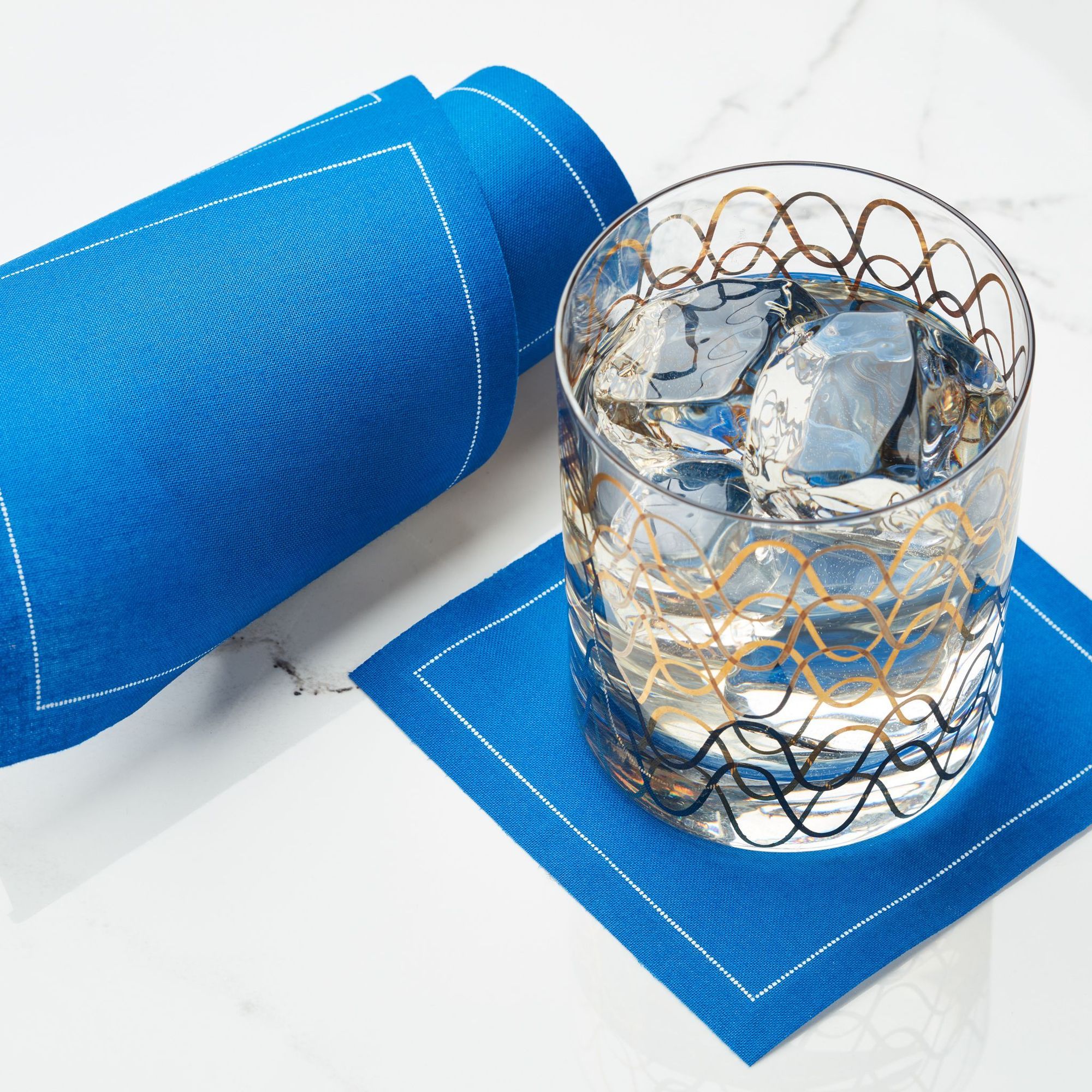 Royal Blue Cotton Cocktail Napkins 4.5" x 4.5" - 50 Units per Roll, 10 rolls per Case - Full Case 2