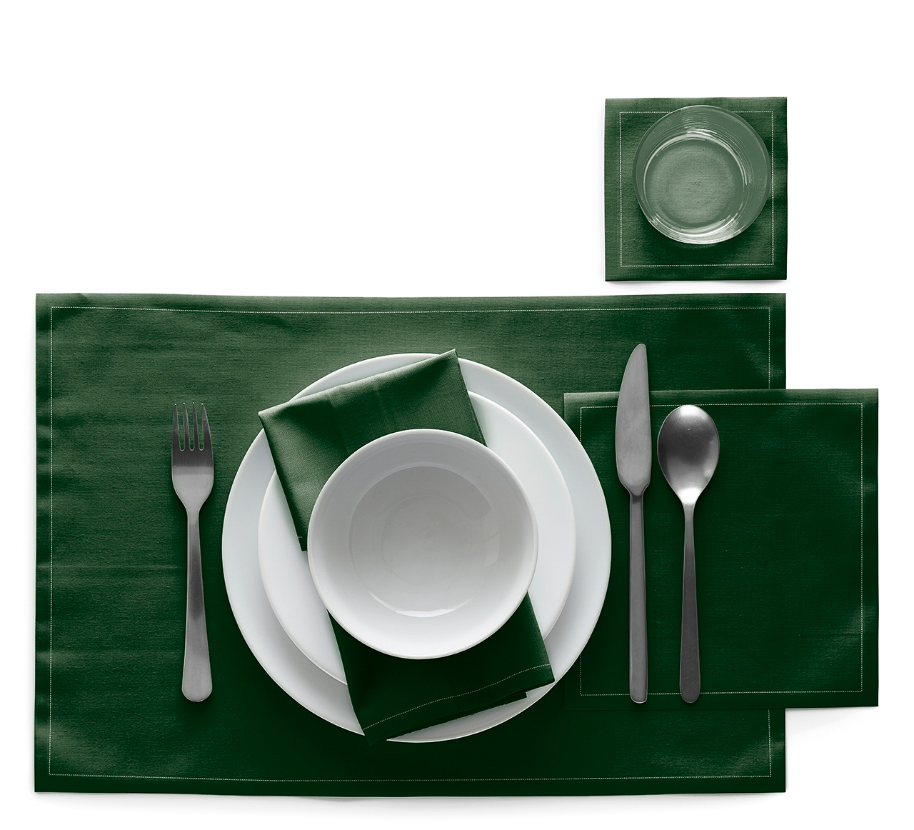 English Green Cotton Cocktail Napkins 4.5" x 4.5"  - 50 Units per Roll, 10 rolls per Case -Full Case 6