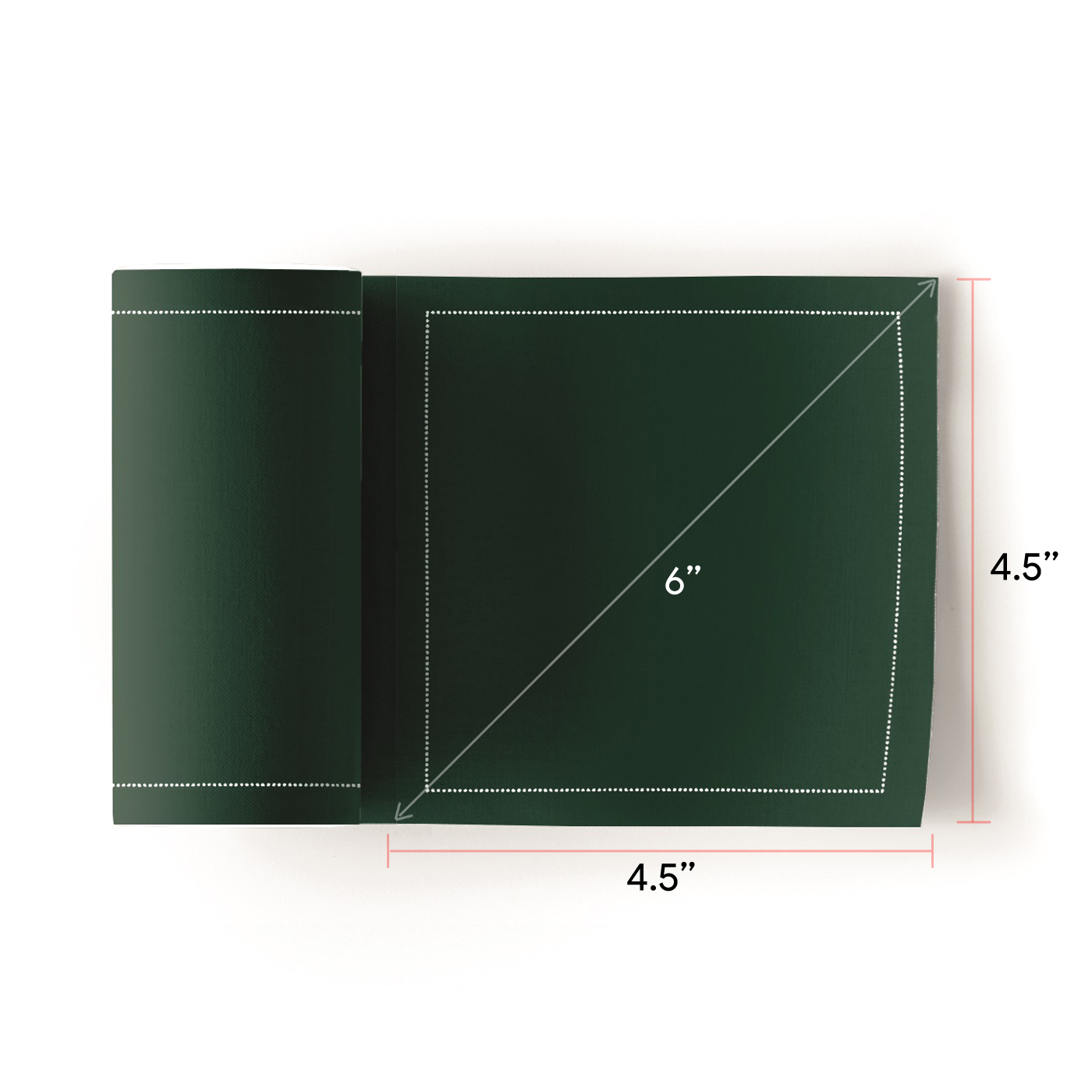 English Green Cotton Cocktail Napkins 4.5" x 4.5"  - 50 Units per Roll, 10 rolls per Case -Full Case 4