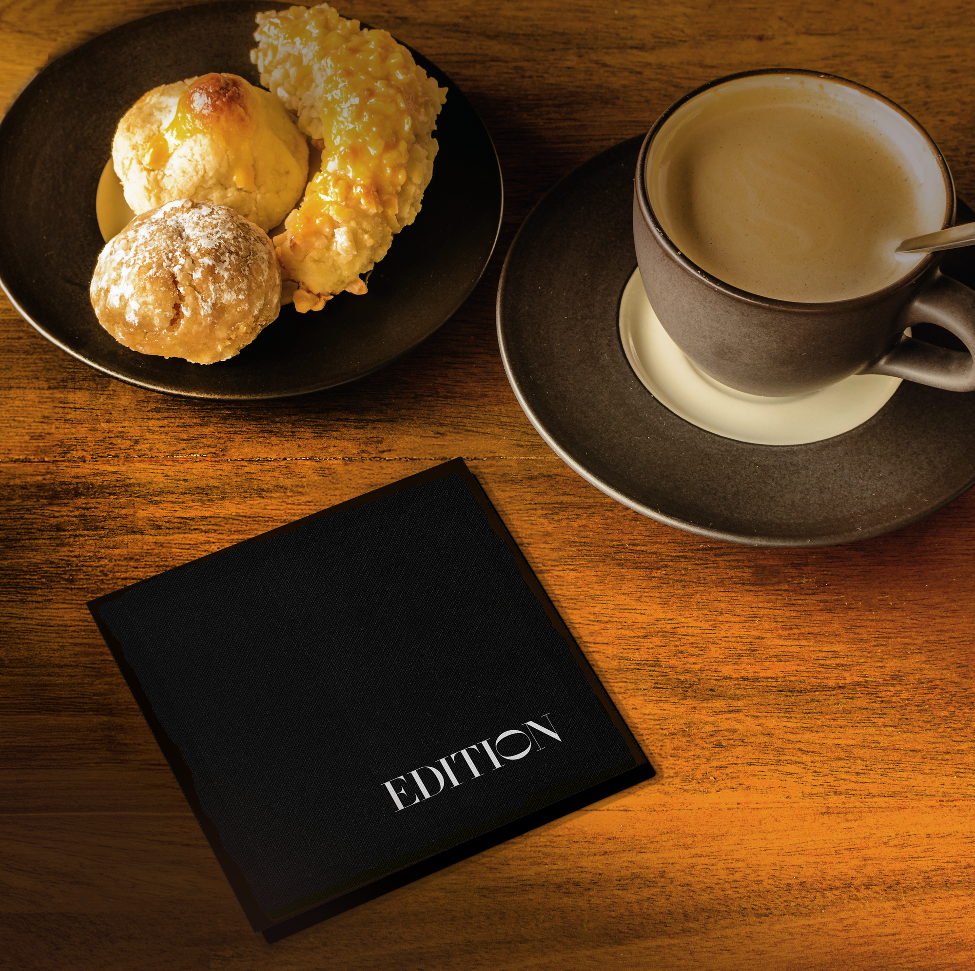 The Editions Hotels - 4" x 4" Black Cotton Napkins, Rolls of 200 units - Full Case 2