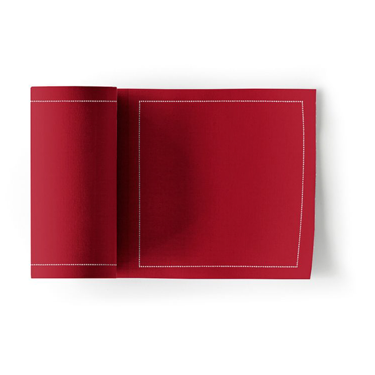 Lipstick Red Cotton Cocktail Napkins 4.5" x 4.5" / 11cm x 11cm -  50 Units per Roll, 10 rolls per Ca 1