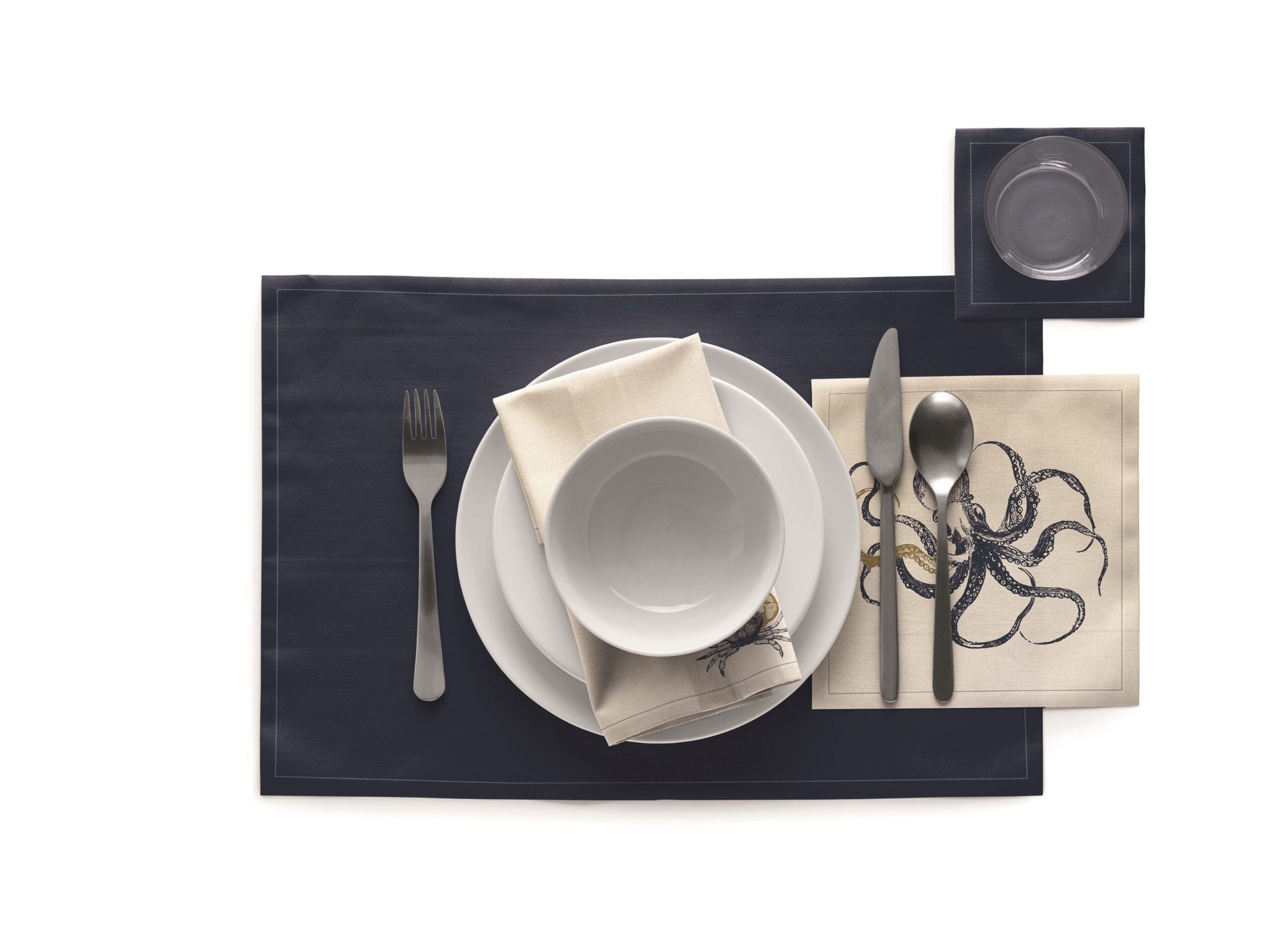 Petrol Blue Cotton Cocktail Napkins 4.5" x 4.5" / 11cm x 11cm -  50 Units per Roll, 10 rolls per Cas 10