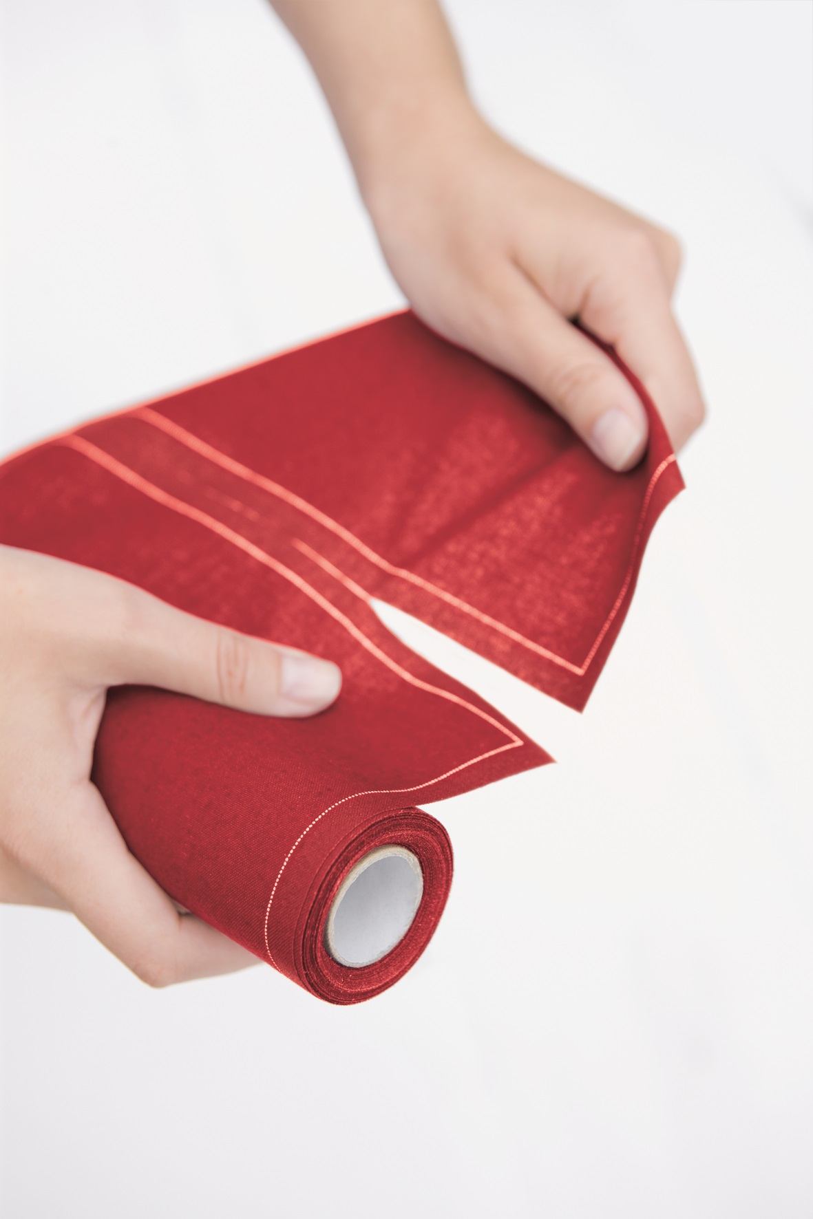 Lipstick Red Cotton Cocktail Napkins 4.5" x 4.5" / 11cm x 11cm -  50 Units per Roll, 10 rolls per Ca 4