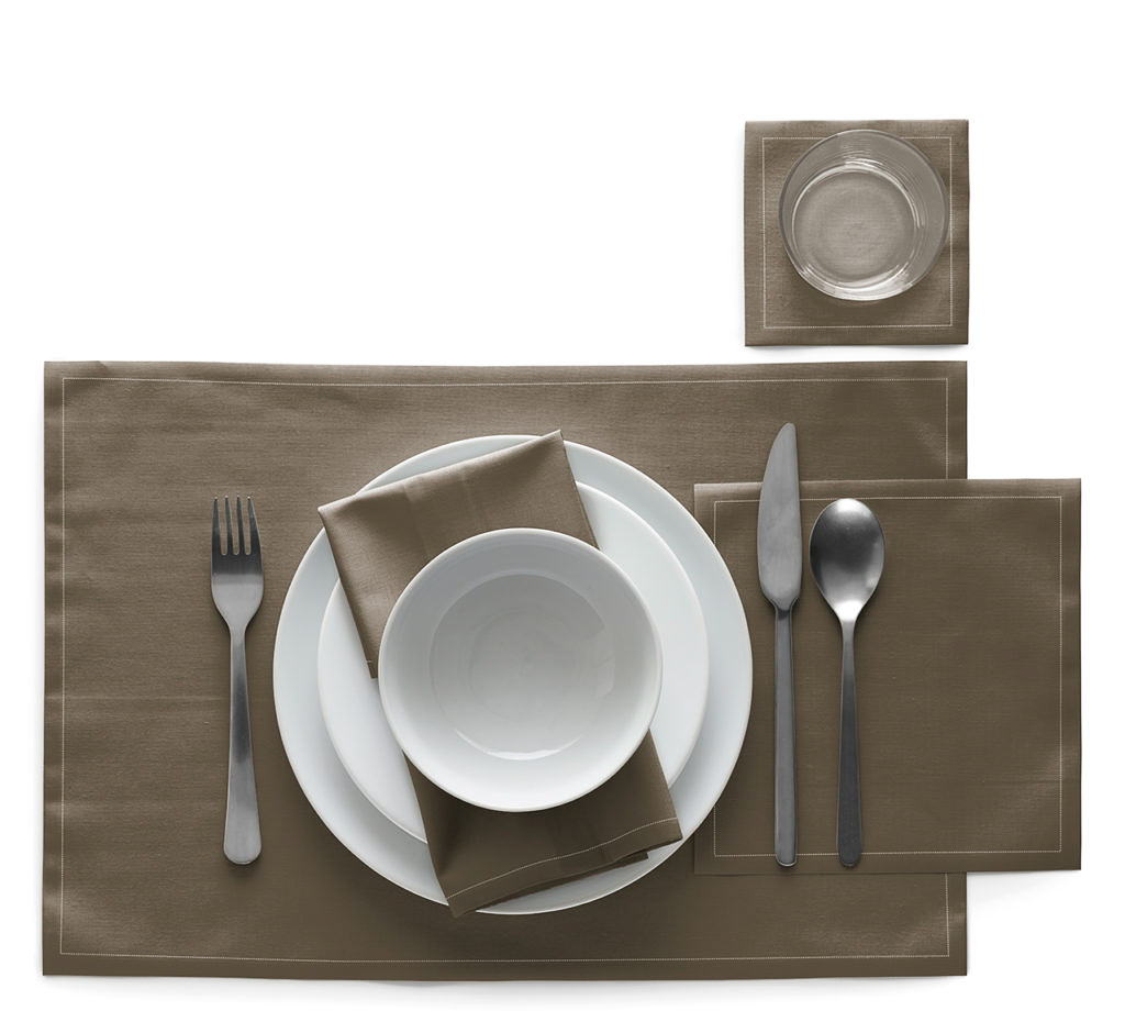 Taupe Cotton Cocktail Napkins 4.5" x 4.5" - 50 Units per Roll, 10 rolls per Case - Full Case 2
