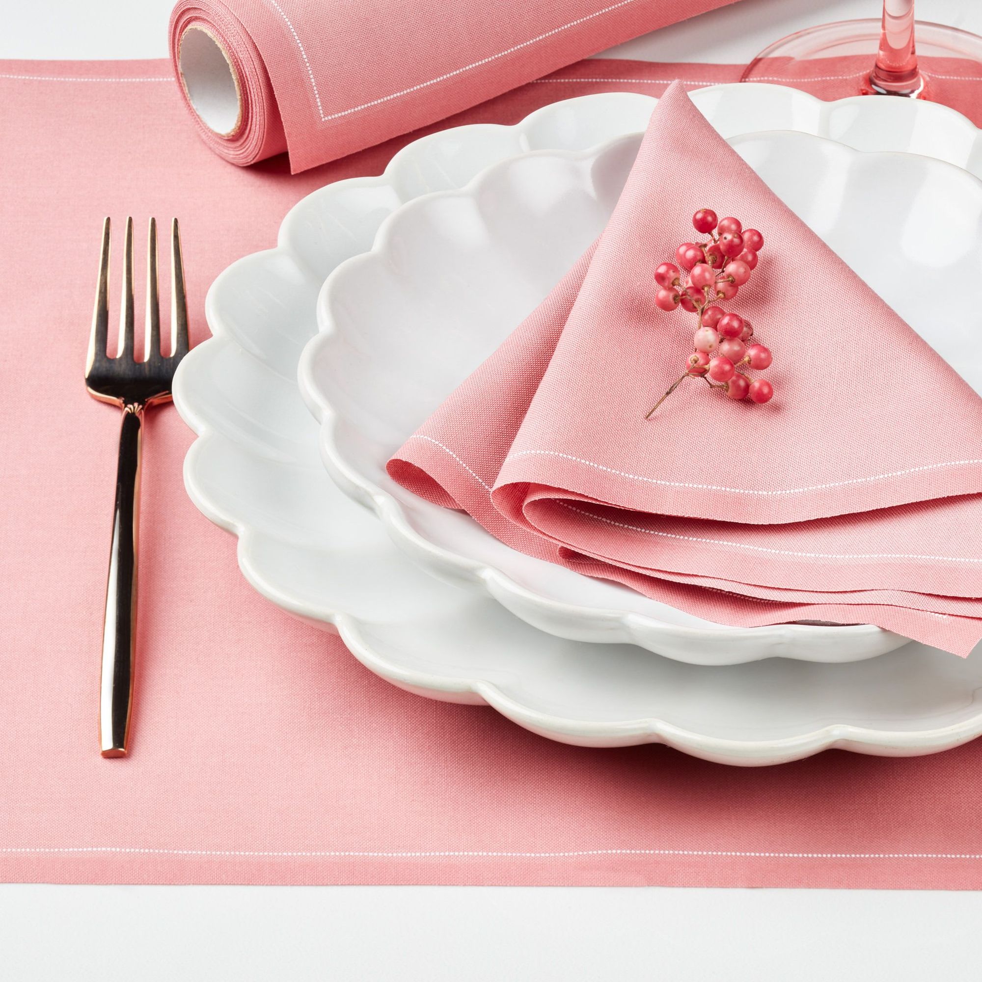 Dusty Pink Cotton Dinner Napkins 12" x 12" / 30cm x 30 cm - 12 Units per Roll, 10 rolls per Case - 2