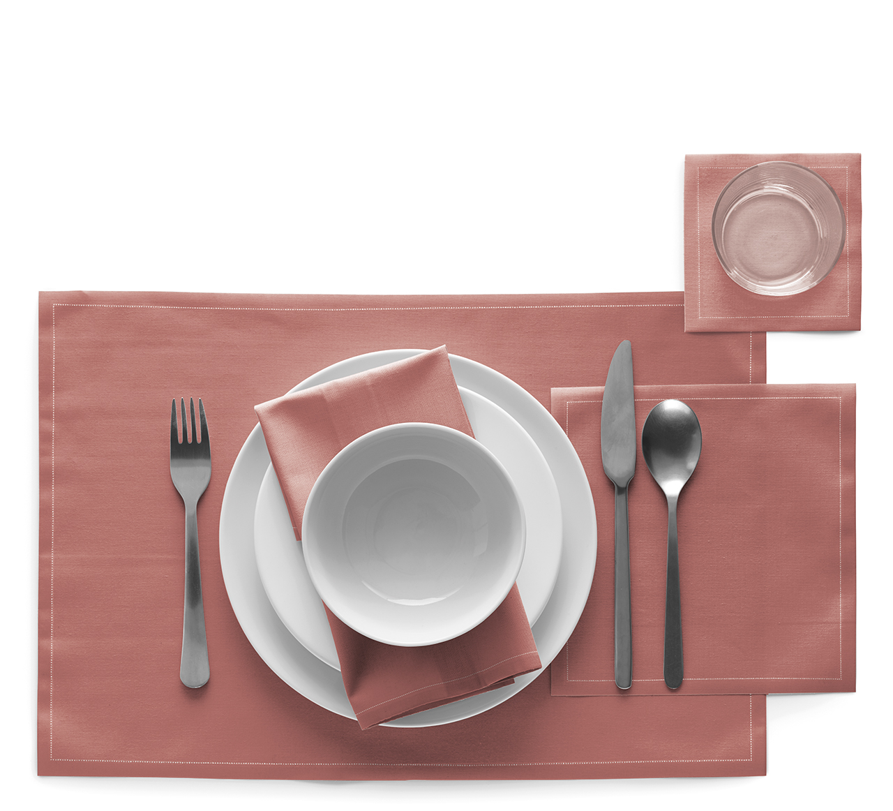 Dusty Pink Cotton Cocktail Napkins 4.5" x 4.5" / 11cm x 11cm -  50 Units per Roll, 10 rolls per Case 2