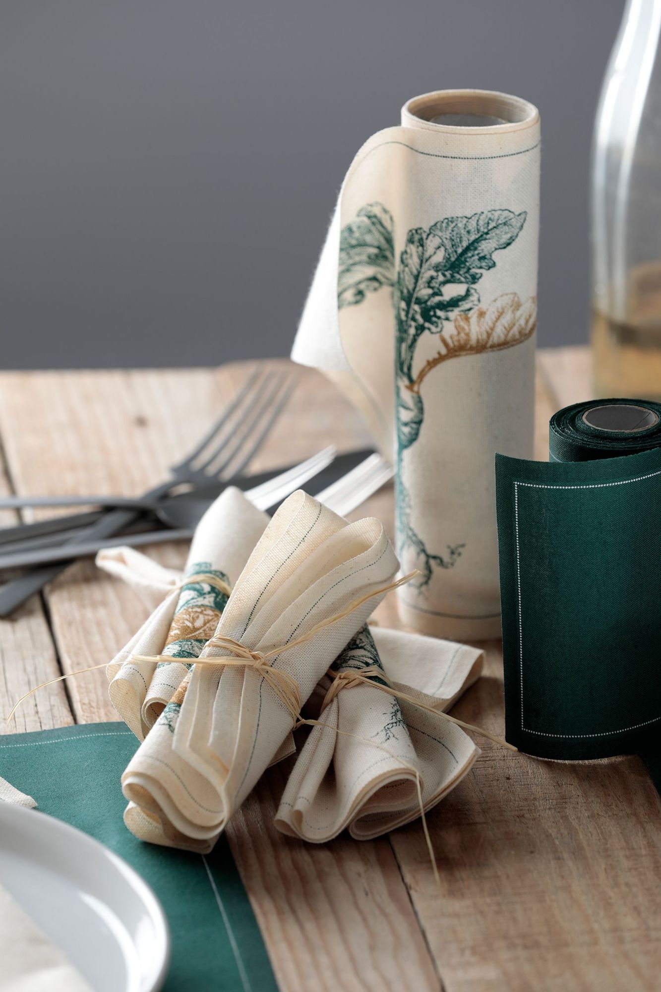 English Green Cotton Cocktail Napkins 4.5" x 4.5"  - 50 Units per Roll, 10 rolls per Case -Full Case 13