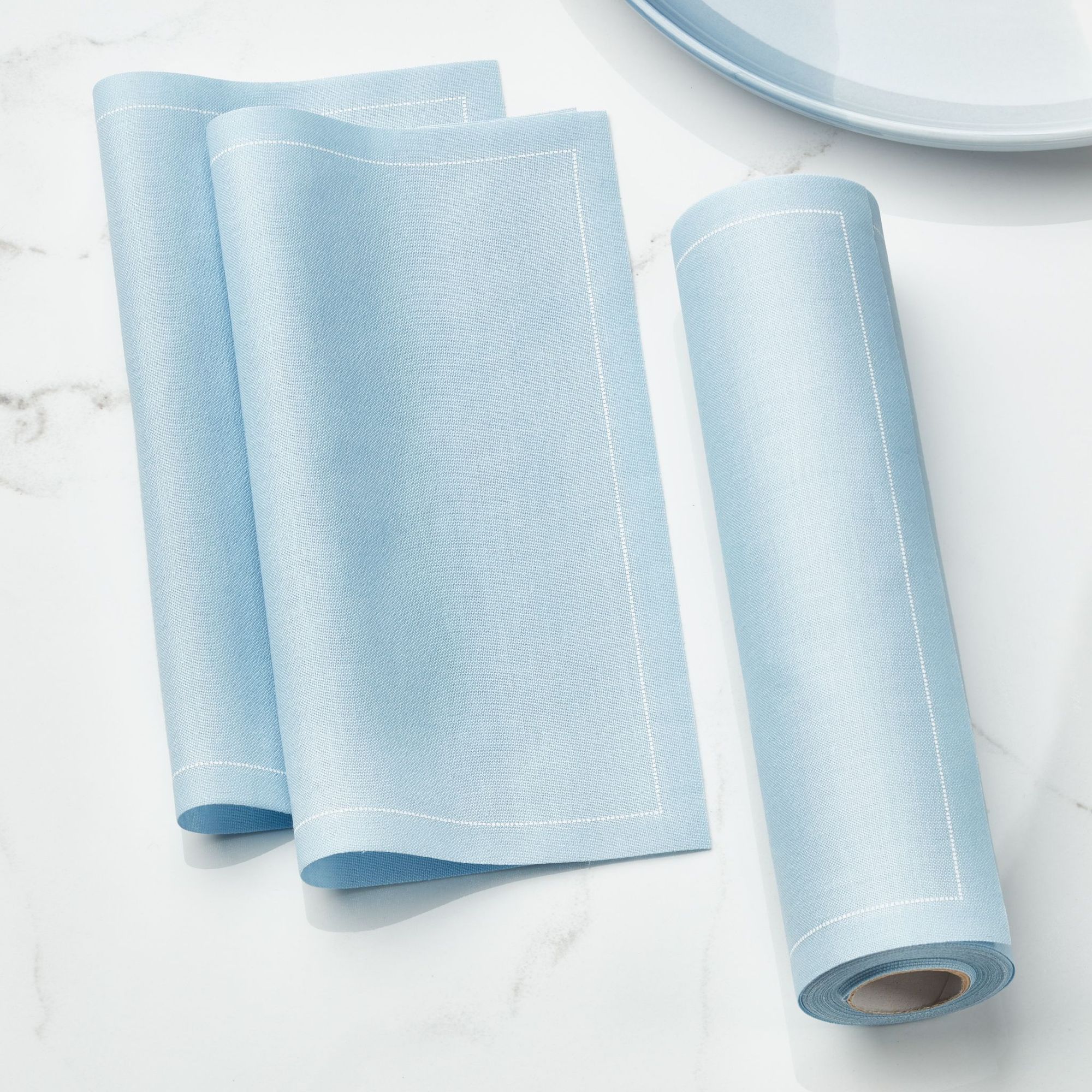 Foggy Blue Cotton Luncheon Napkins 8" x 8"- 25 Units per Roll, 10 rolls per Case - Full Case 2