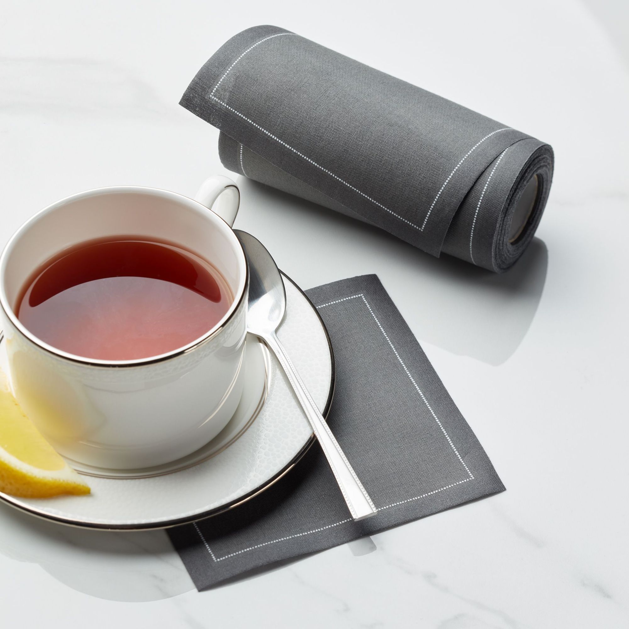 Anthracite Grey Cotton Cocktail Napkins 4.5" x 4.5" / 11cm x 11cm -  50 Units per Roll, 10 rolls per 5