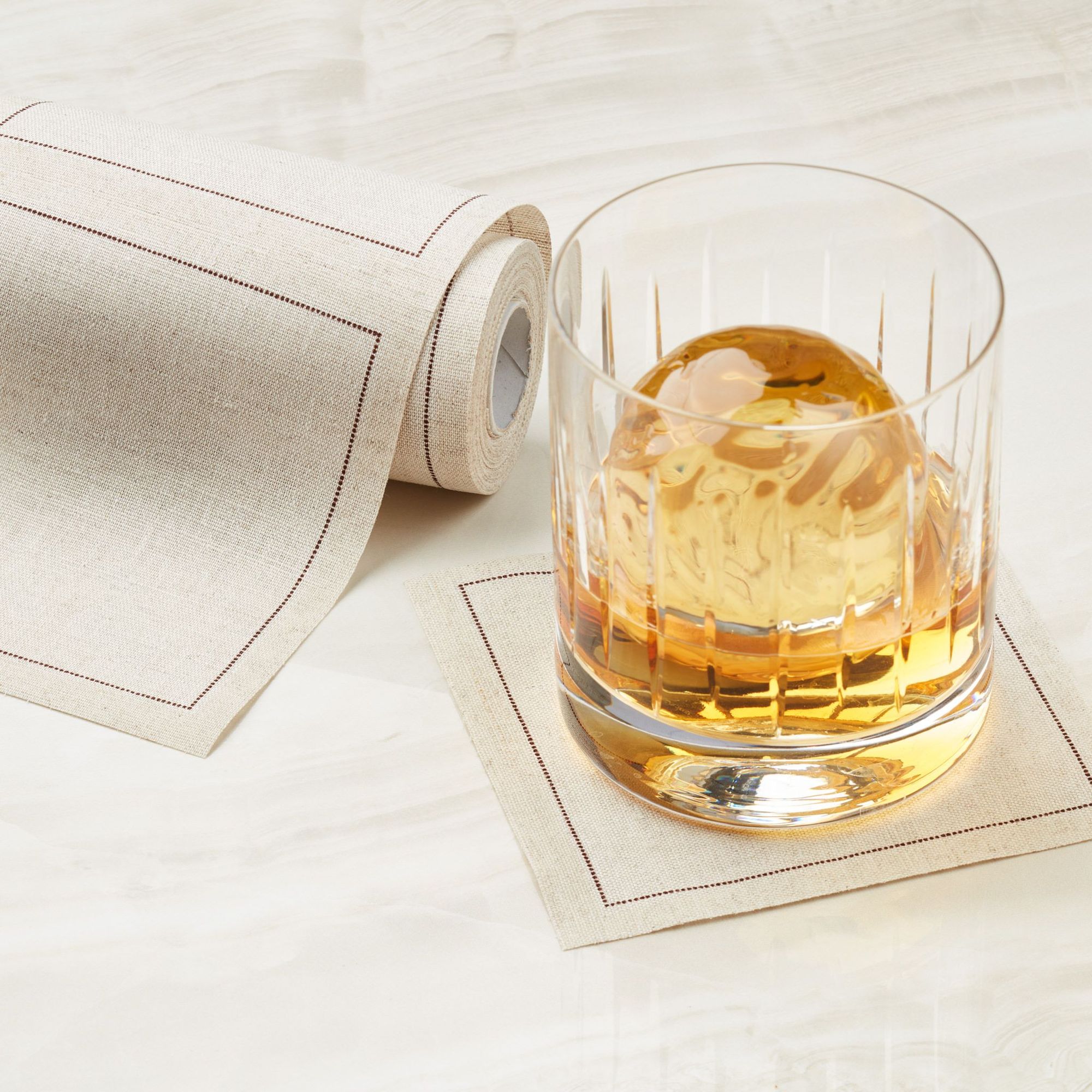 Natural Linen Cocktail Napkins 4.5" x 4.5" / 11cm x 11cm - 50 Units per Roll, 10 rolls per Case - F 1