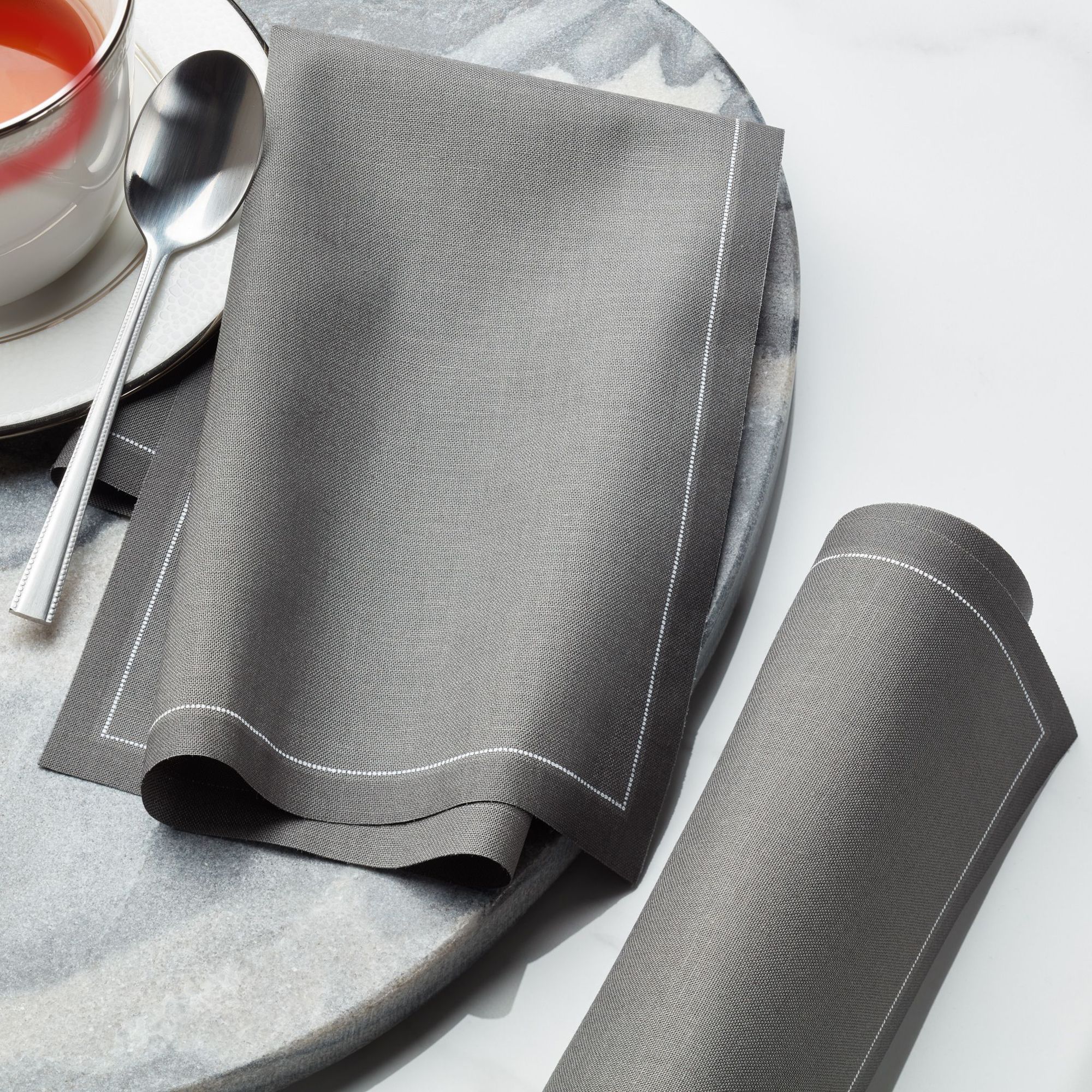 Anthracite Grey Cotton Dinner Napkins 12" x 12" - 12 Units per Roll, 10 rolls per Case -  Full Case 2