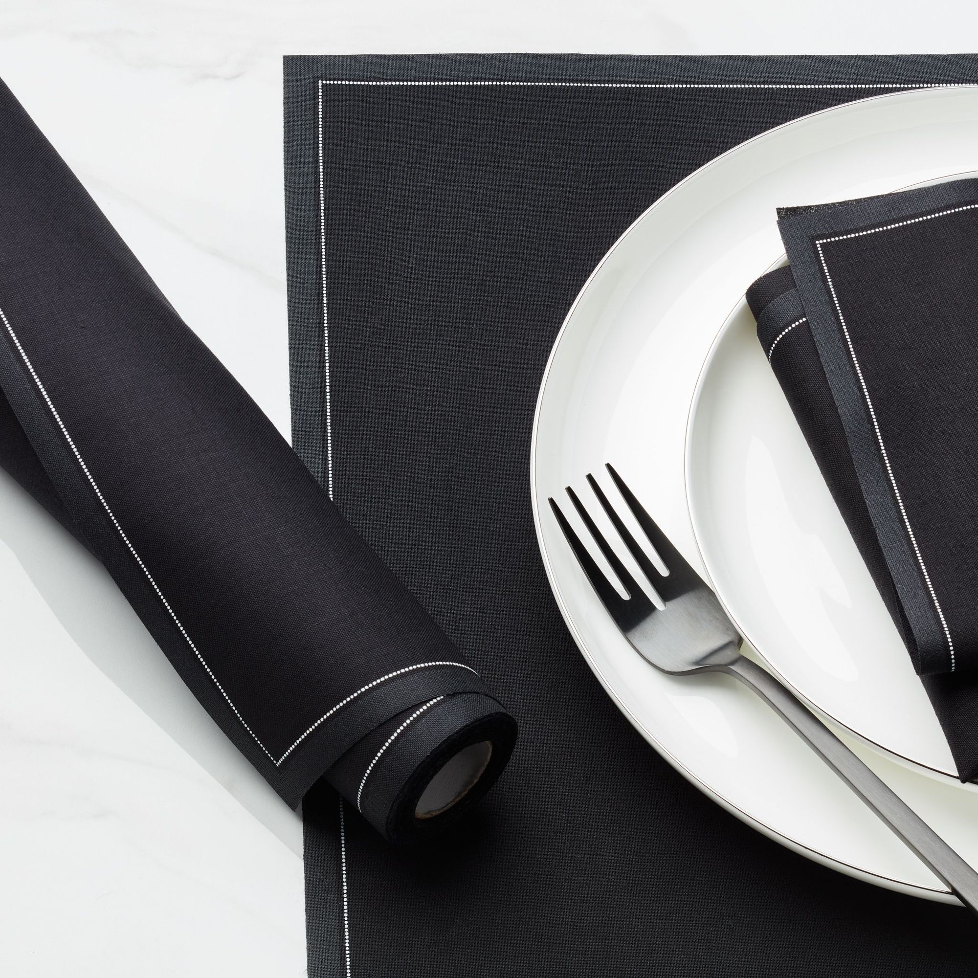 Black Cotton Placemats 19″ x 12.5″ -  12 Units per Roll, 10 rolls per Case - Full Case 1