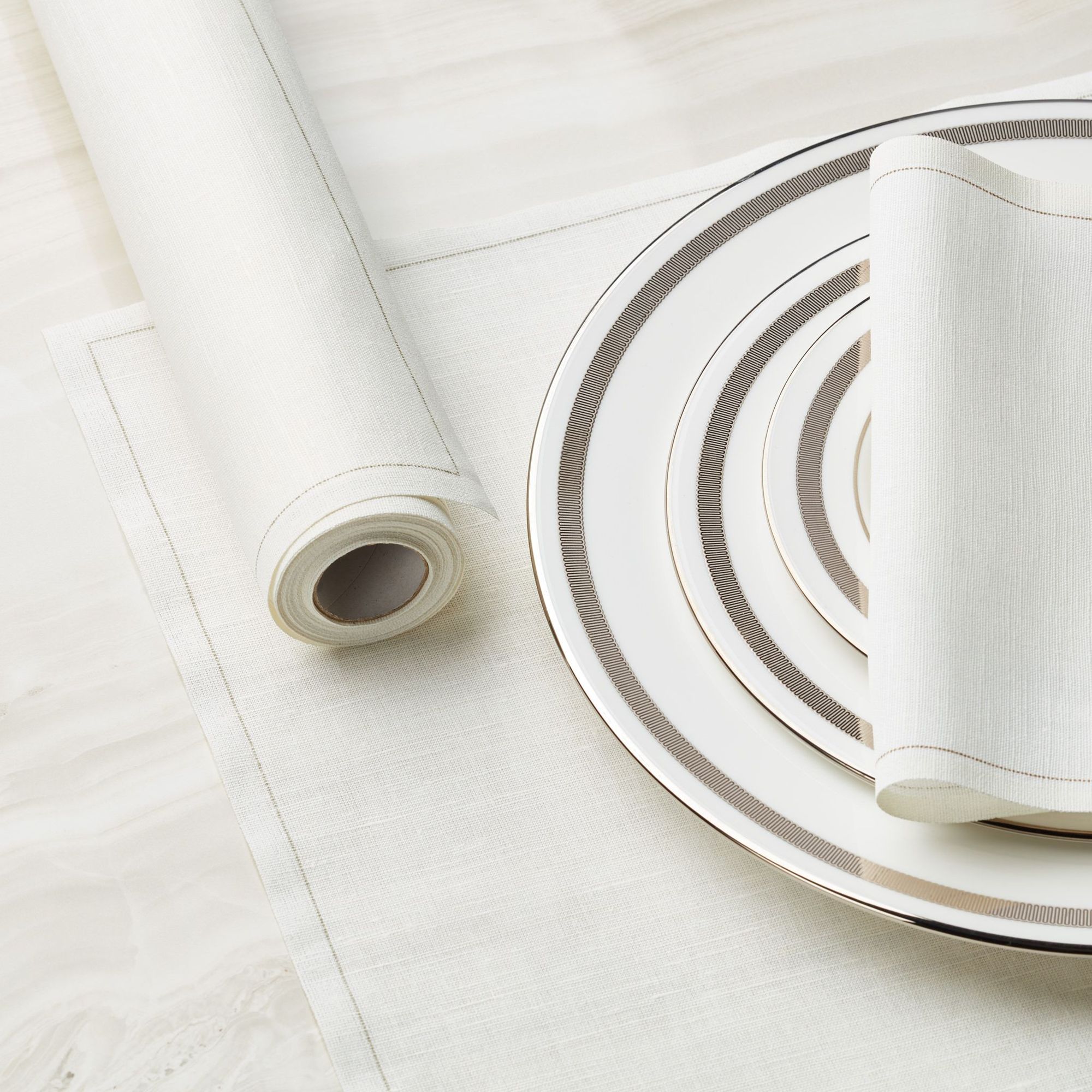 Cream Linen Placemats 19″ x 12.5″ -  12 Units per Roll, 10 rolls per Case - Full Case 1
