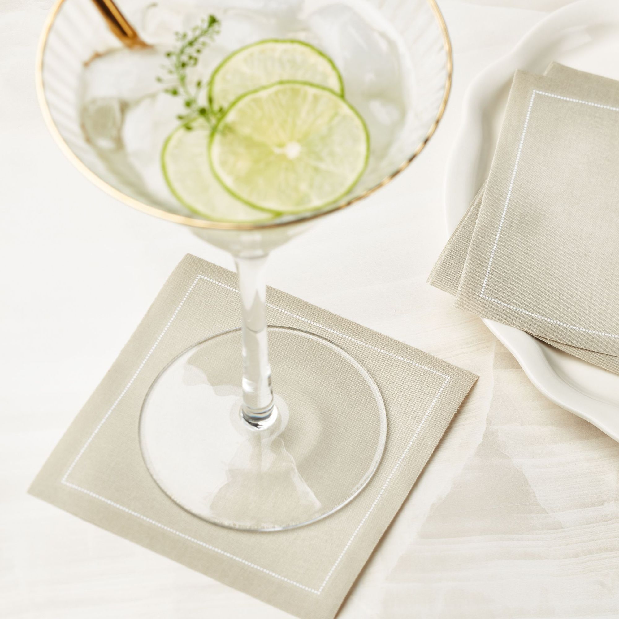 Sand Cotton Cocktail Napkins 4.5" x 4.5" / 11cm x 11cm -  50 Units per Roll, 10 rolls per Case - Ful 6