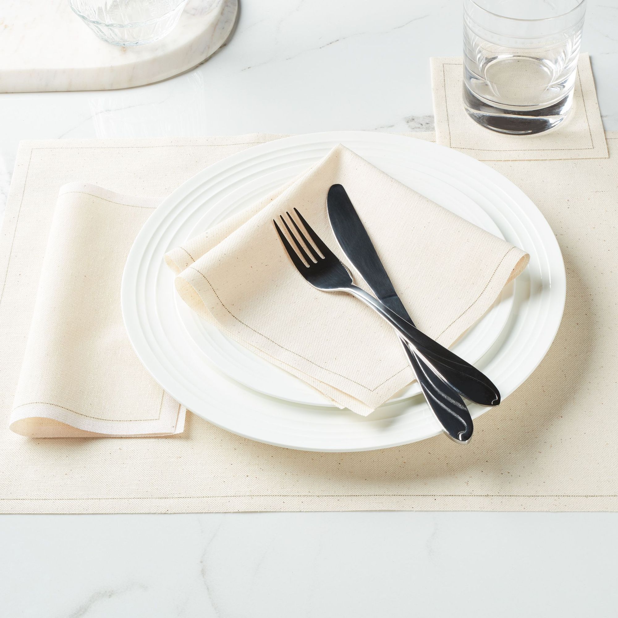 Natural Recycled Cotton Luncheon Napkins 8" x 8"- 12 Units per Roll, 10 rolls per Case - Full Case 1