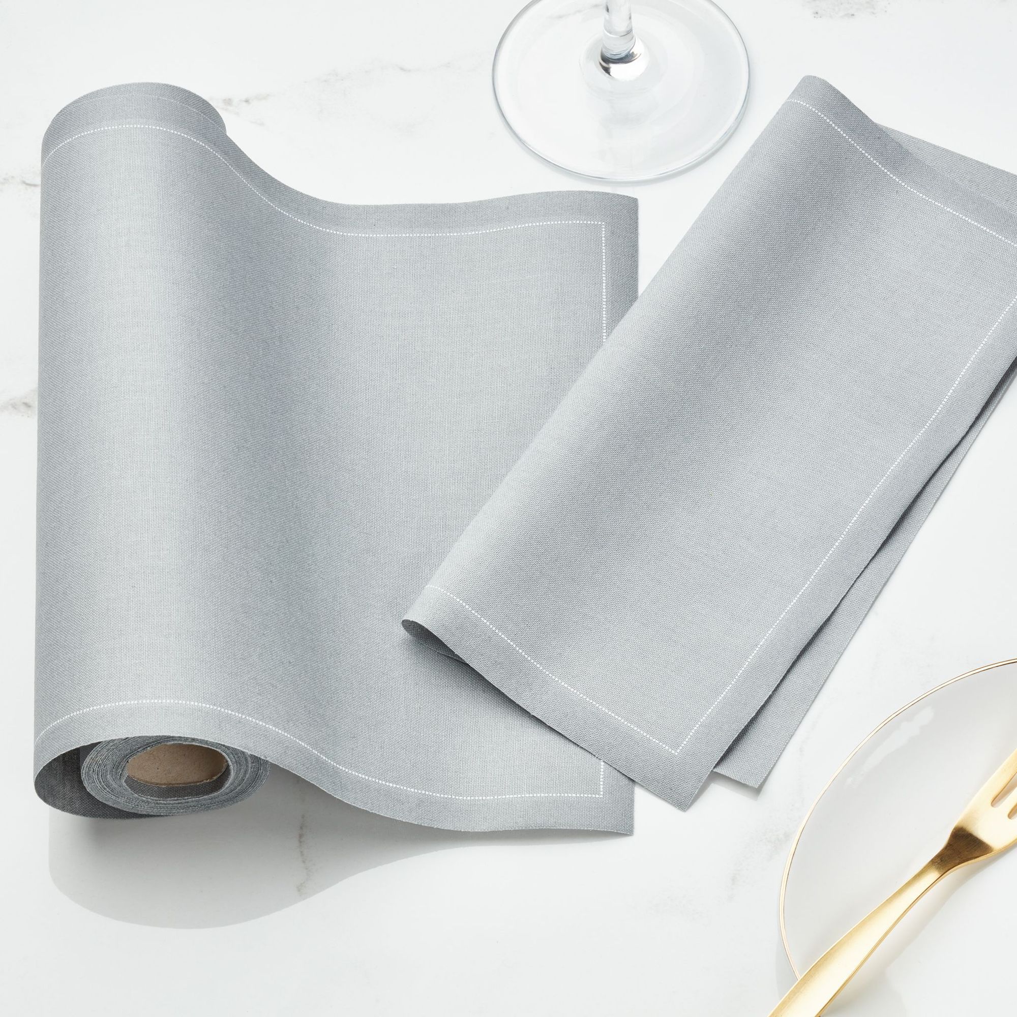 Grey Cotton Luncheon Napkins 8" x 8"-  25 Units per Roll, 10 rolls per Case - Full Case 1