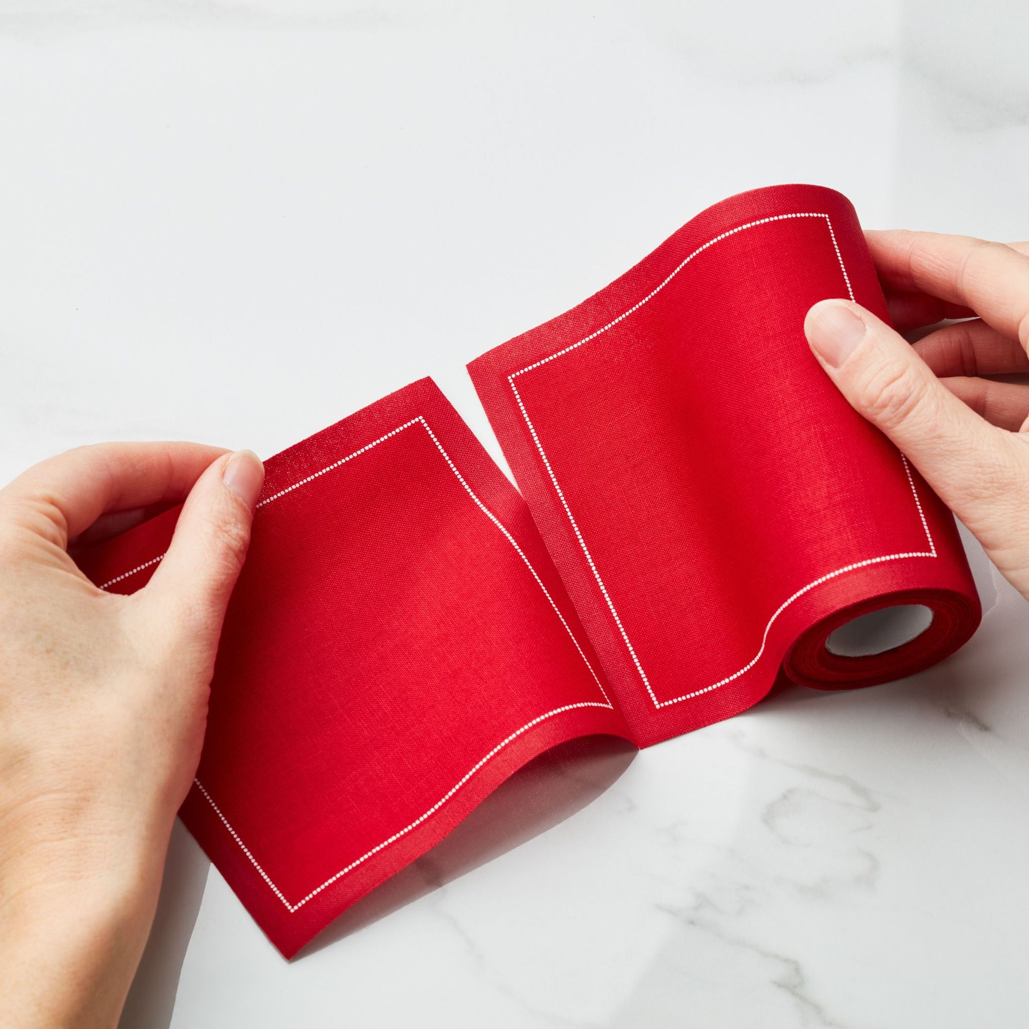 Lipstick Red Cotton Cocktail Napkins 4.5" x 4.5" / 11cm x 11cm -  50 Units per Roll, 10 rolls per Ca 6