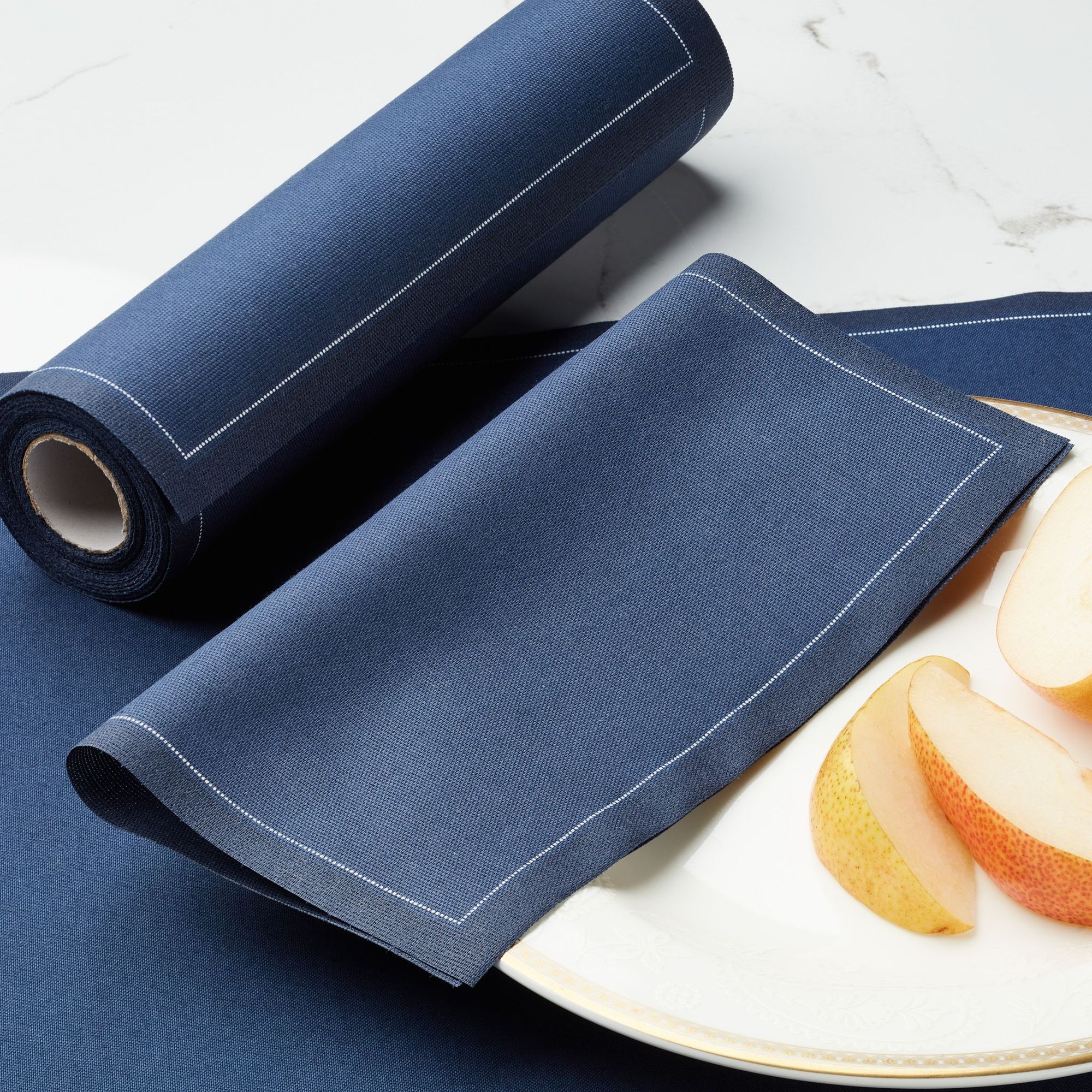 Petrol Blue Cotton Luncheon Napkins 8" x 8" / 20cm x 20cm - 25 Units per Roll, 10 rolls per Case - 3