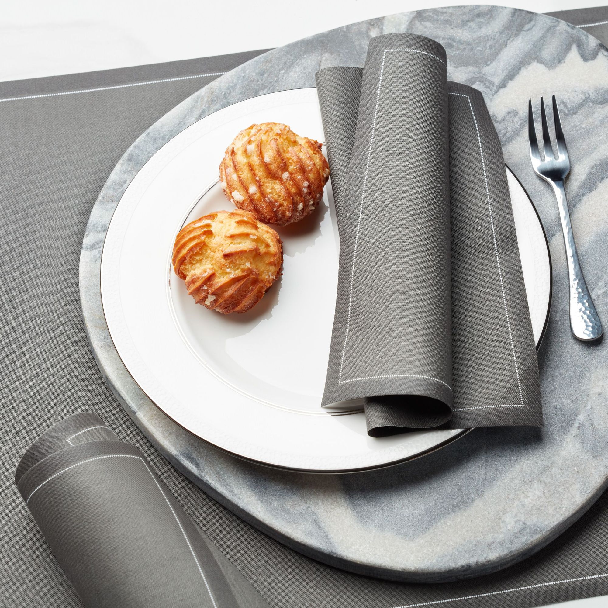 Anthracite Grey Cotton Luncheon Napkins 8" x 8"- 25 Units per Roll, 10 rolls per Case - Full Case 2