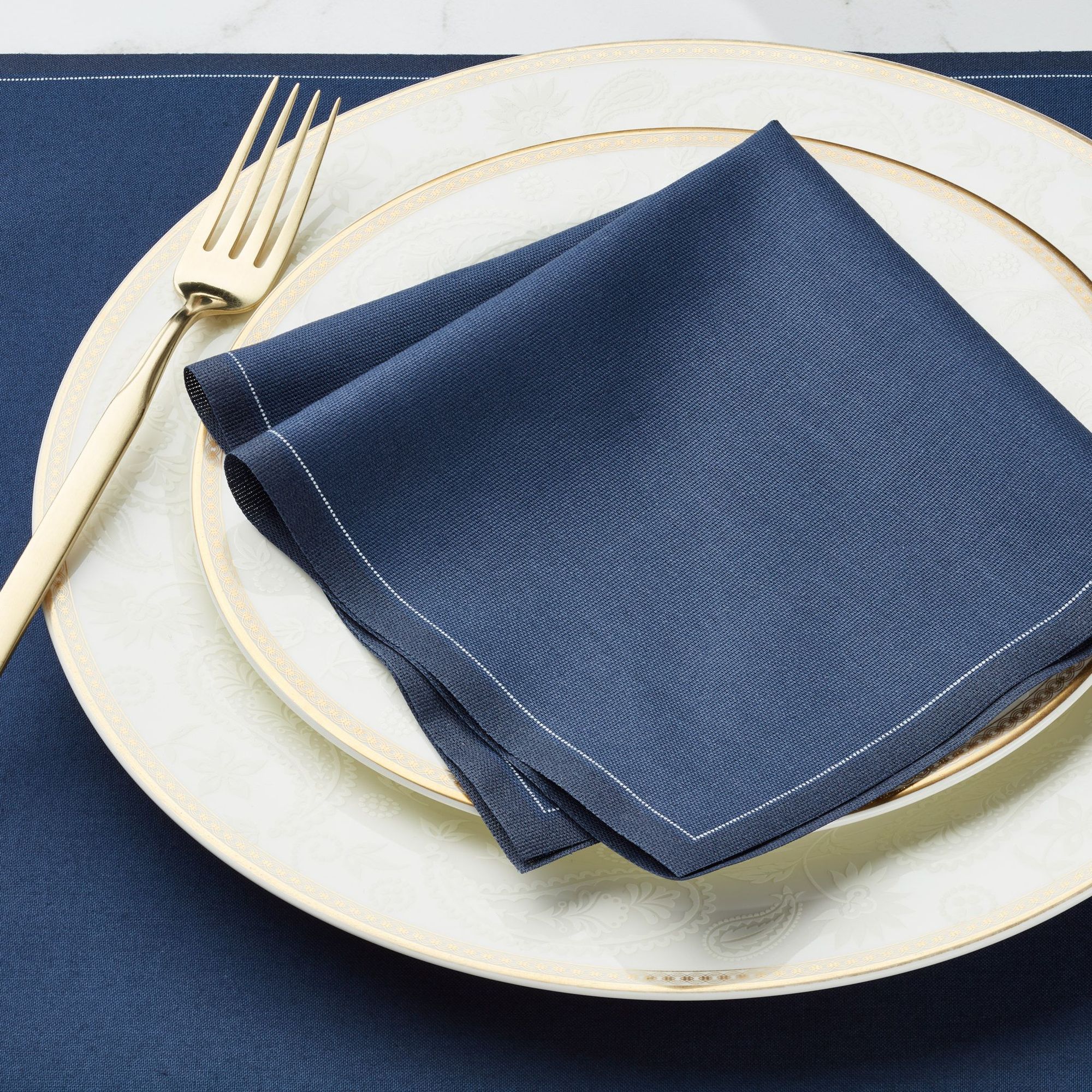 Petrol Blue Cotton Dinner Napkins 12" x 12" - 12 Units per Roll, 10 rolls per Case - Full Case 2