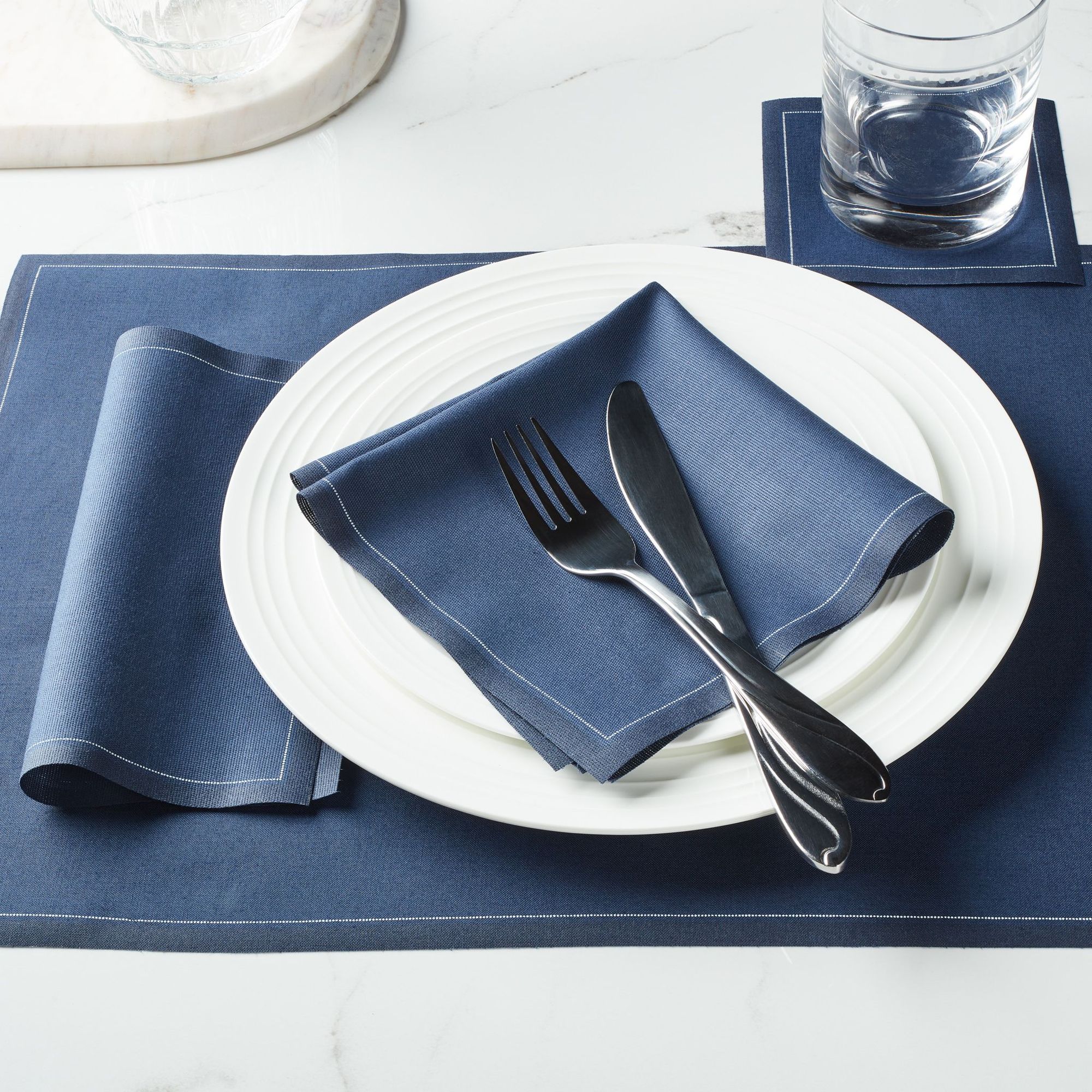 Petrol Blue Cotton Cocktail Napkins 4.5" x 4.5" / 11cm x 11cm -  50 Units per Roll, 10 rolls per Cas 13
