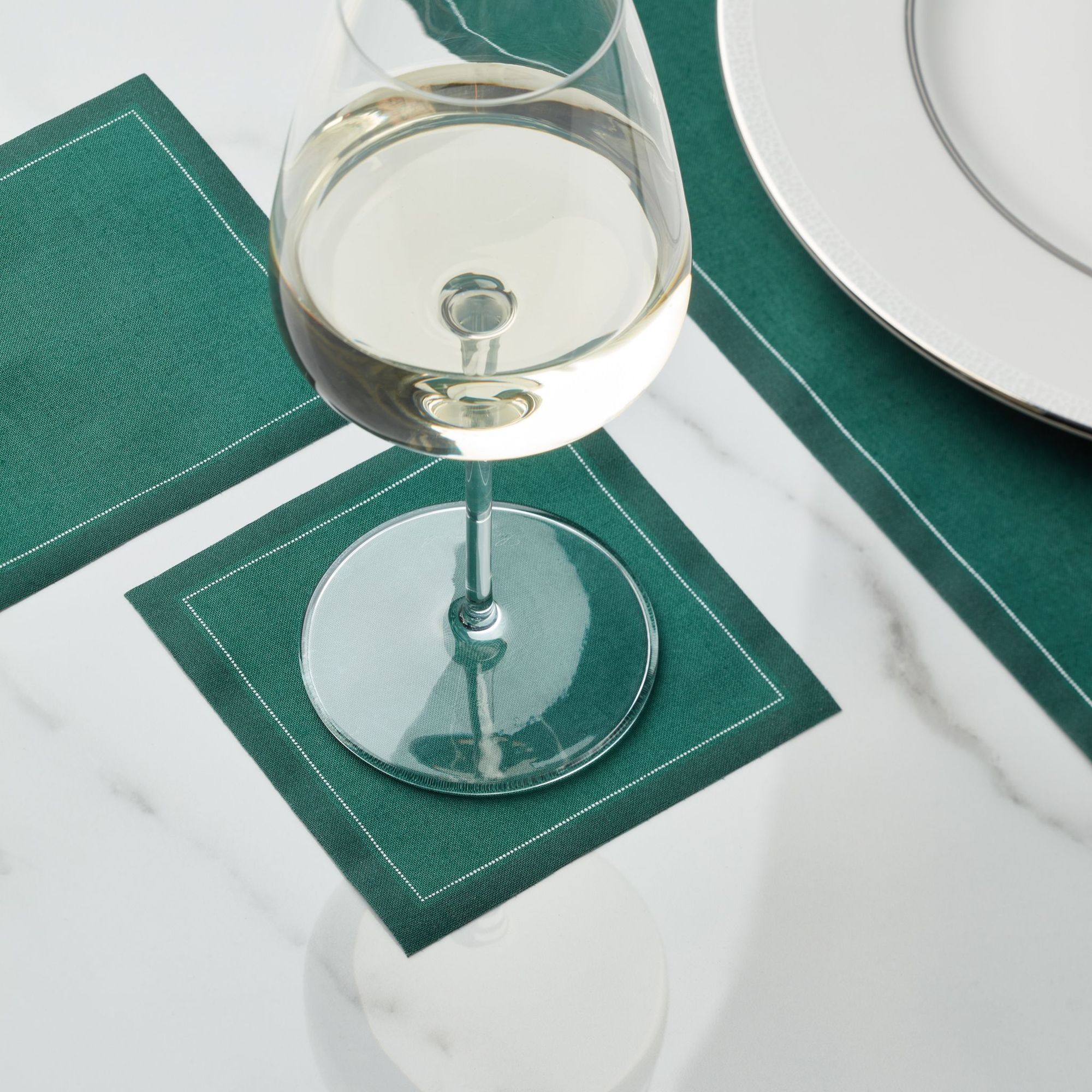 English Green Cotton Cocktail Napkins 4.5" x 4.5"  - 50 Units per Roll, 10 rolls per Case -Full Case 11