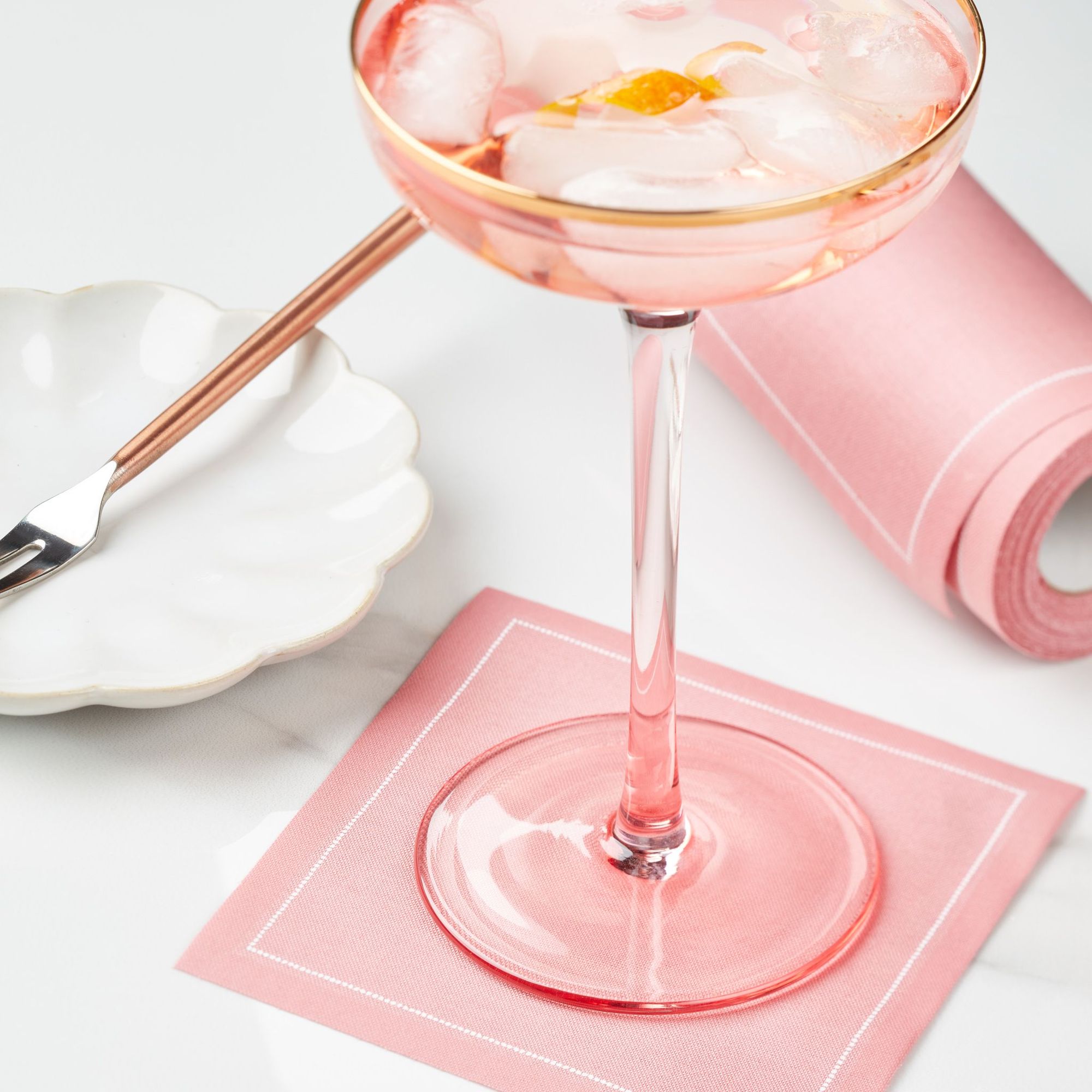 Dusty Pink Cotton Cocktail Napkins 4.5" x 4.5" / 11cm x 11cm -  50 Units per Roll, 10 rolls per Case 3