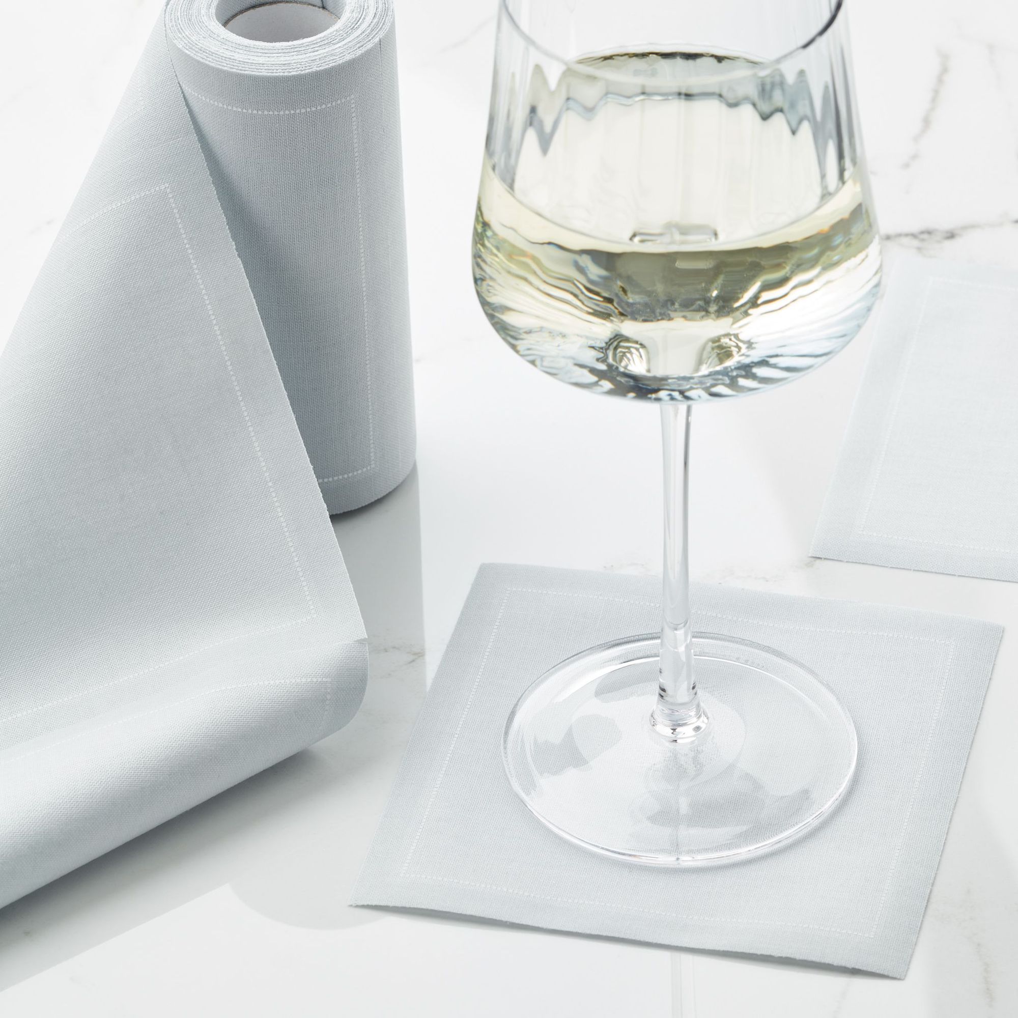 Pearl Grey Cotton Cocktail Napkins 4.5" x 4.5" -  50 Units per Roll, 10 rolls per Case - Full Case 6