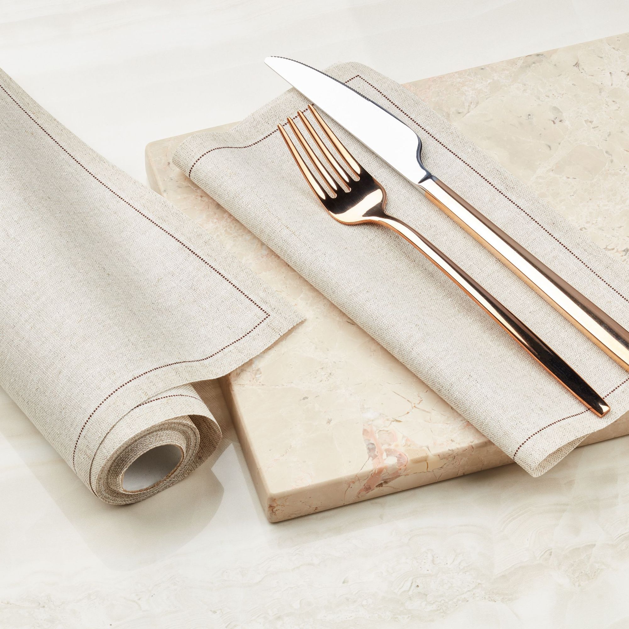 Natural Linen Luncheon Napkins 8" x 8" -  20 Units per Roll, 10 rolls per Case -  Full Case 1
