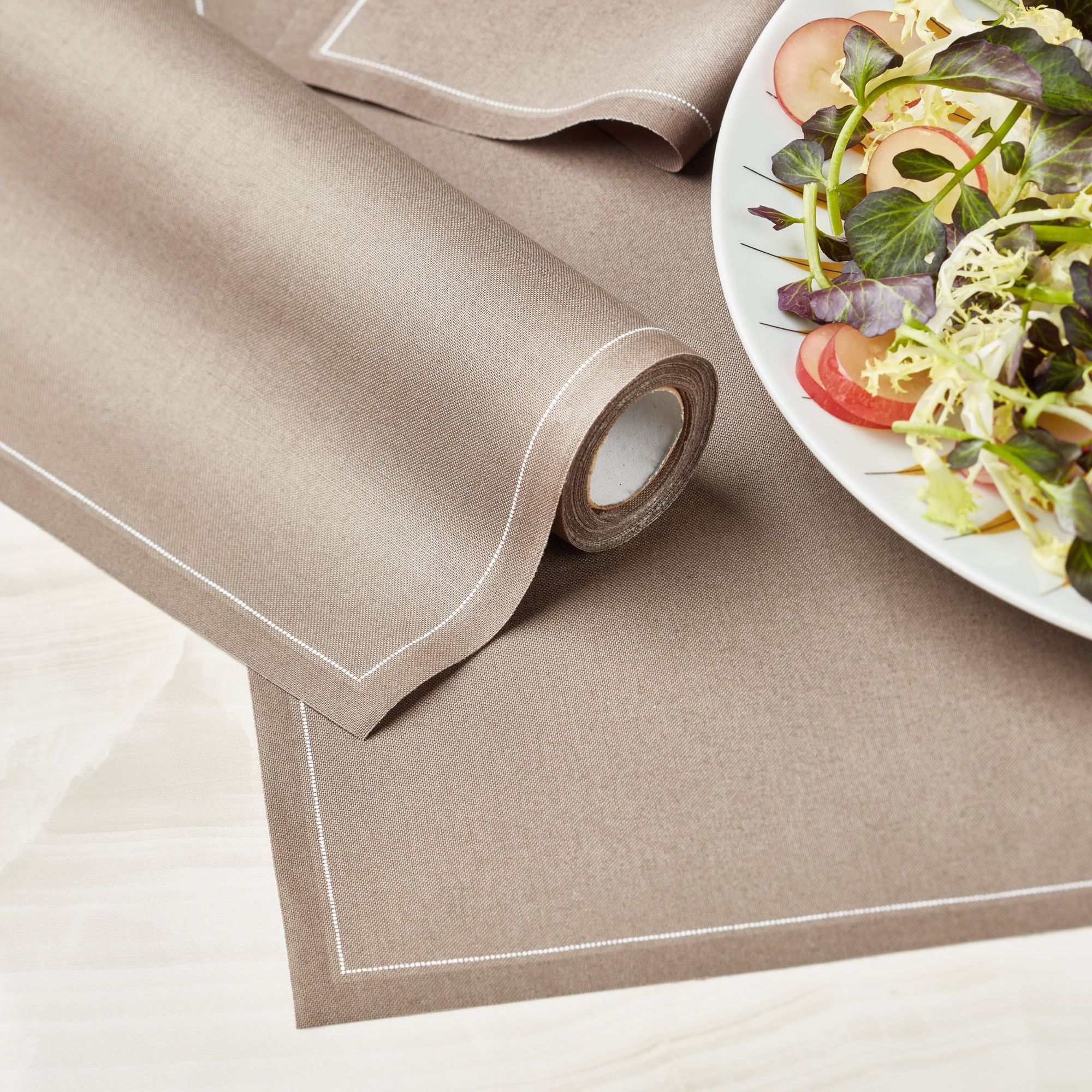 Taupe Cotton Placemats 19″ x 12.5″-  12 Units per Roll, 10 rolls per Case - Full Case 1