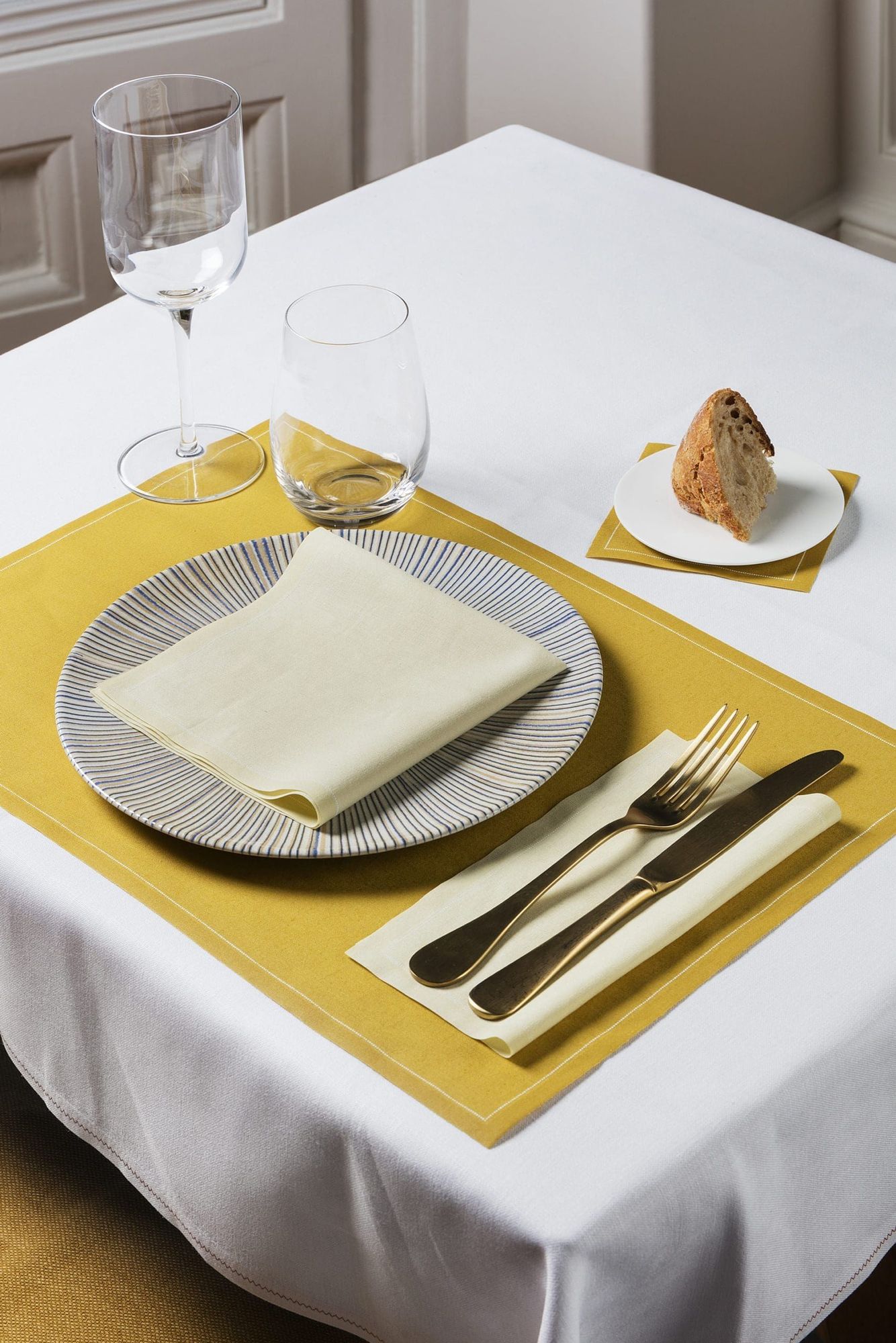 Pastel Yellow Cotton Luncheon Napkins 8" x 8" -  25 Units per Roll, 10 rolls per Case - Full Case 4