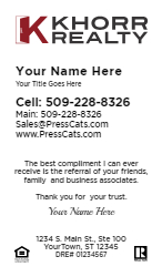 Khorr Realty Vertical Photo Card