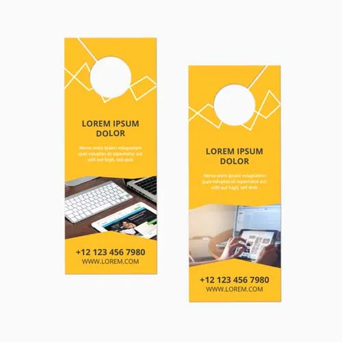 Customizable door hanger for promotions.