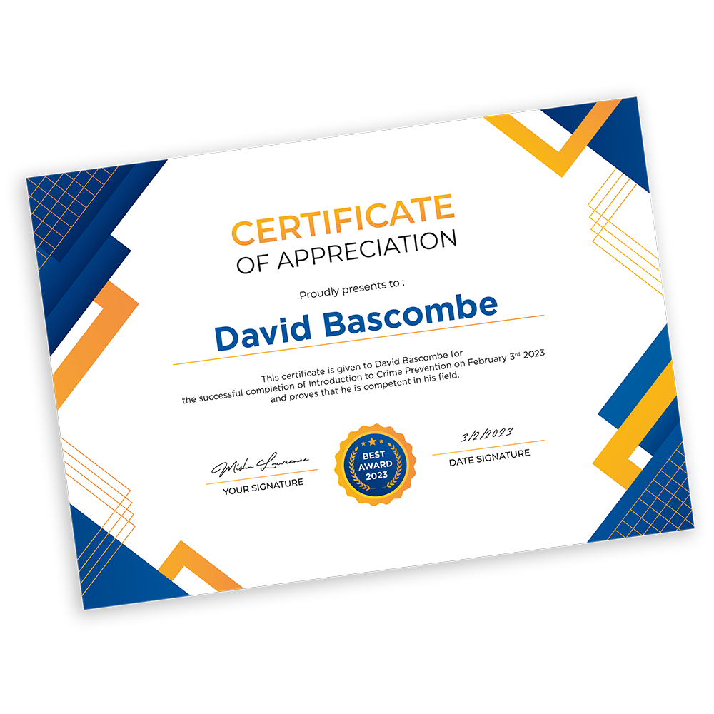 Custom award certificates for recognition.