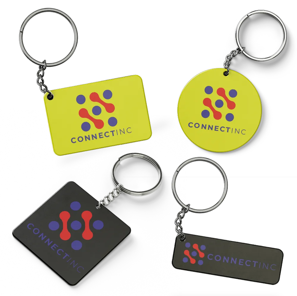 Personalized keyrings for gifts.