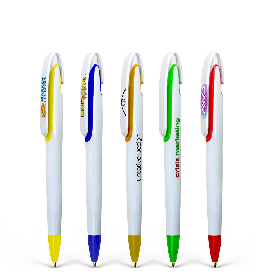 A set of high-quality click pens with a variety of colors and styles.