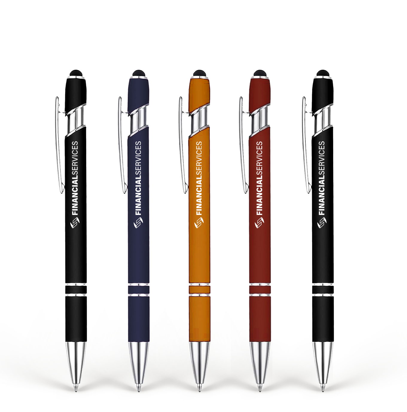 A set of high-quality clicker pens with a variety of colors and styles.